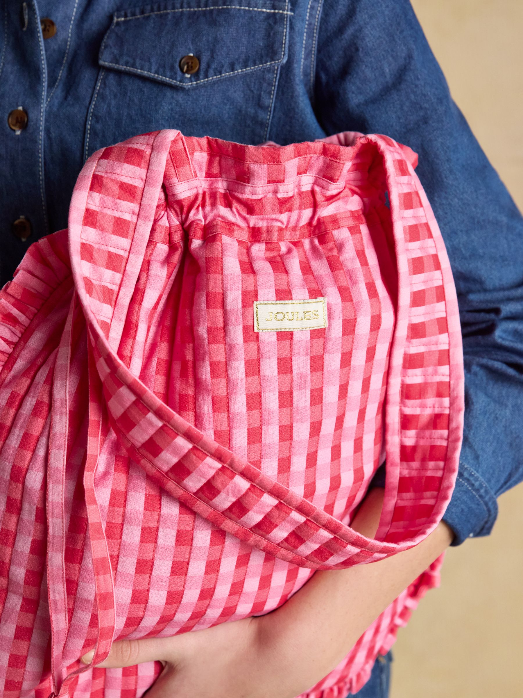 Nella Red & Pink Gingham Quilted Tote Bag - Image 4 of 9