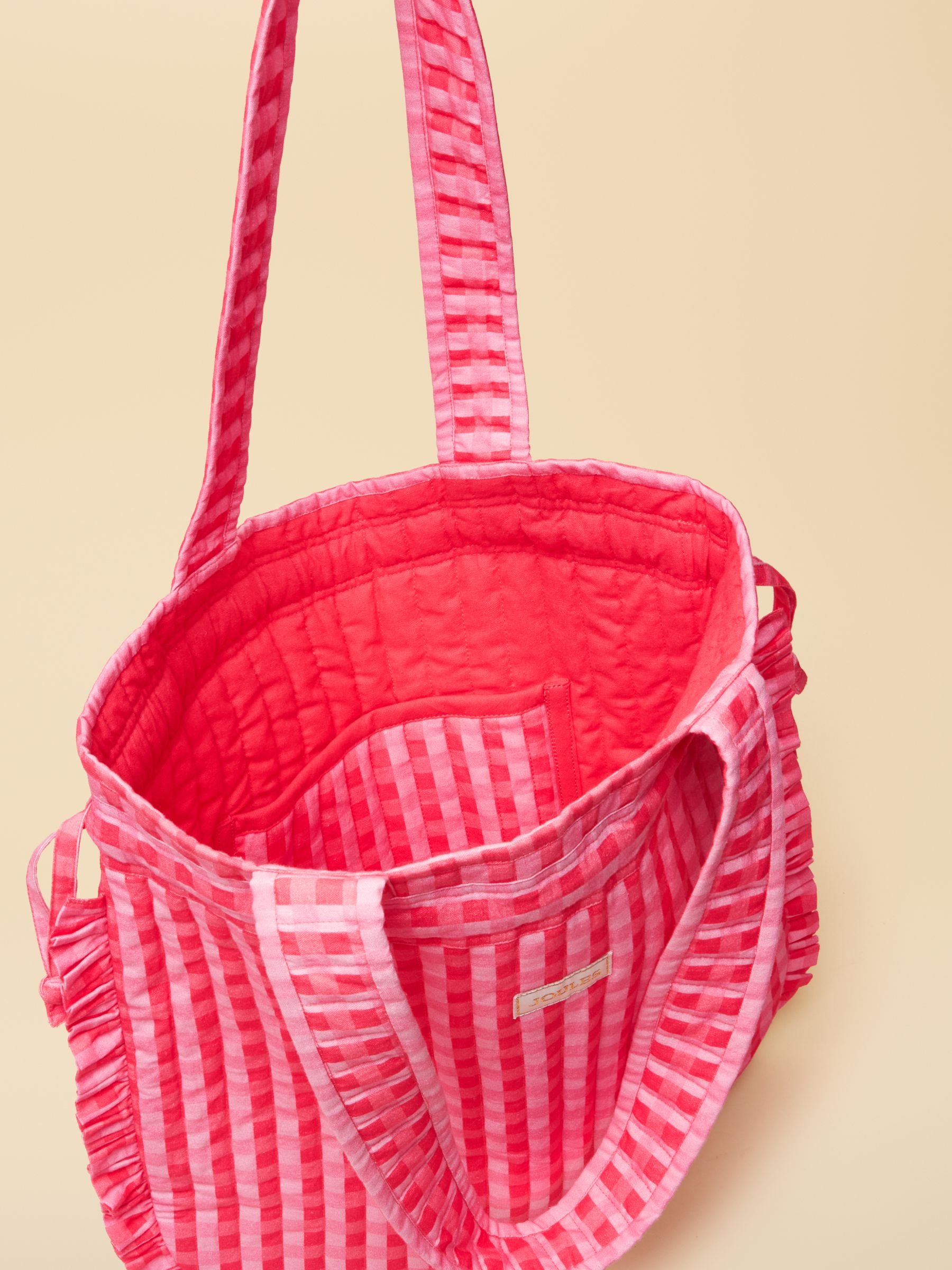 Nella Red & Pink Gingham Quilted Tote Bag - Image 5 of 9