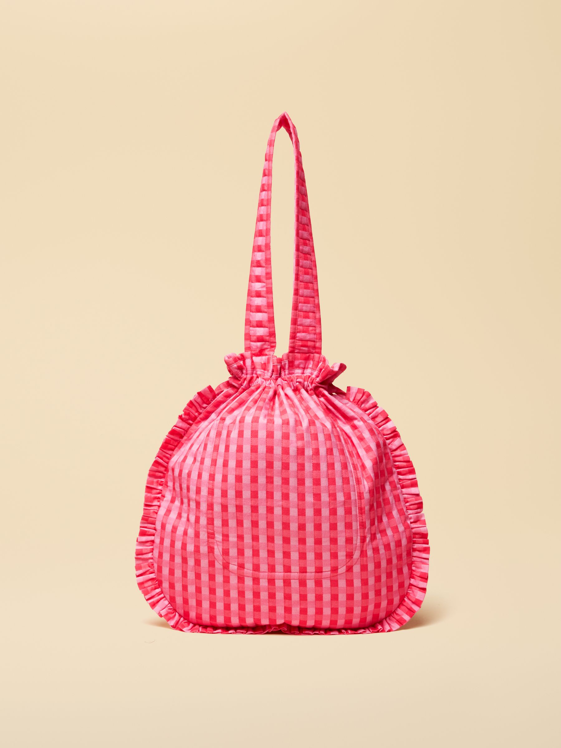 Nella Red & Pink Gingham Quilted Tote Bag - Image 7 of 9