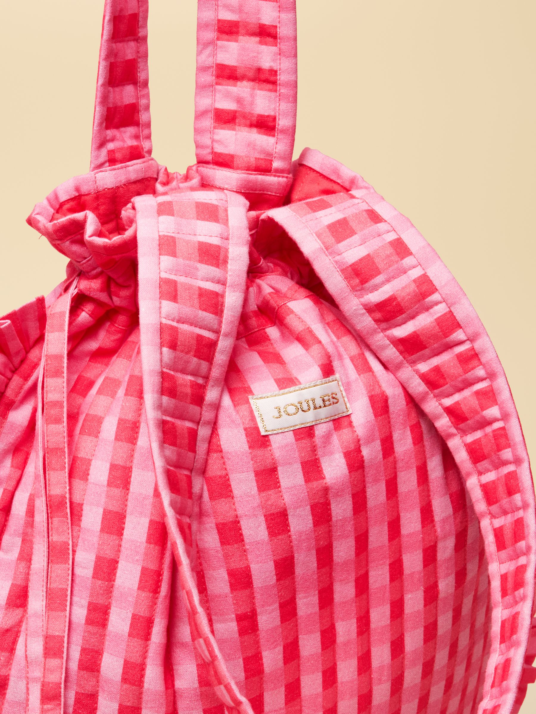 Nella Red & Pink Gingham Quilted Tote Bag - Image 8 of 9