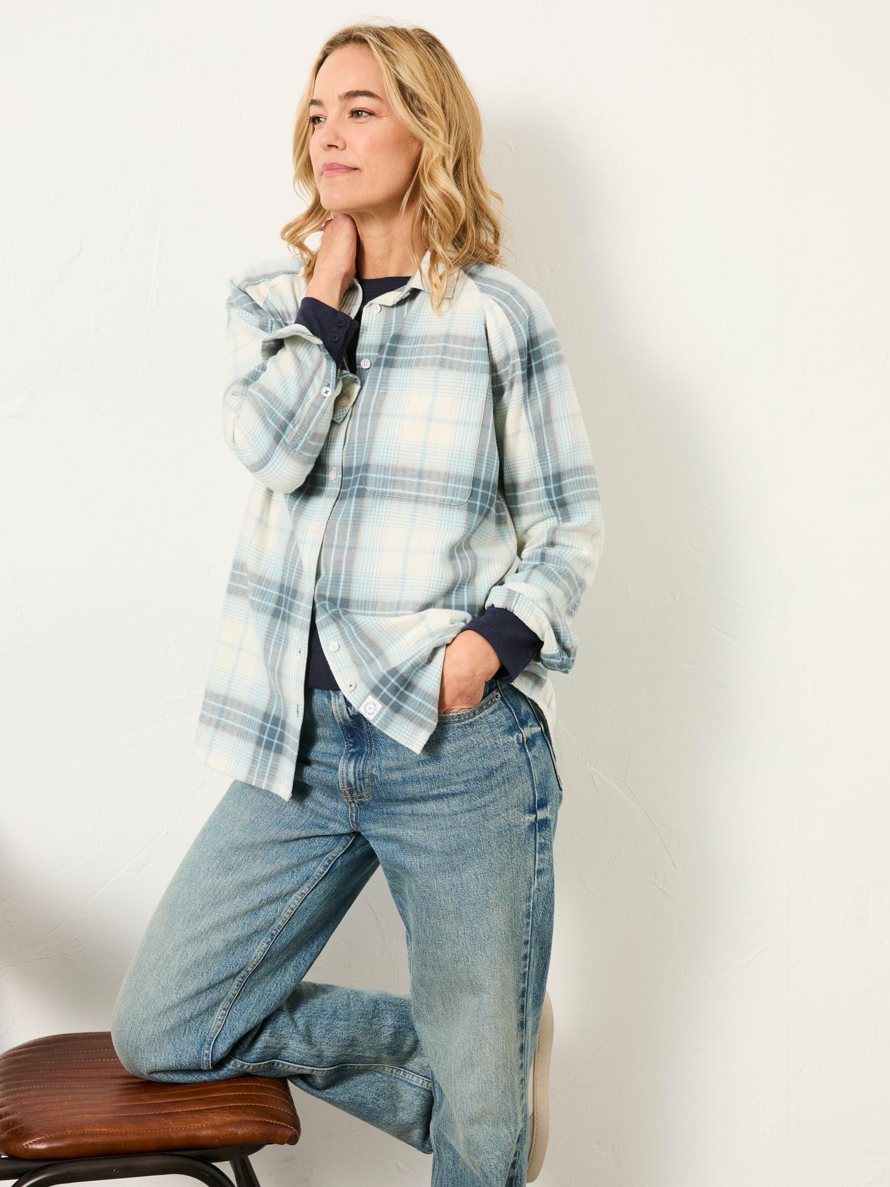 Bessie Blue Petite Check Shirt - Image 4 of 5