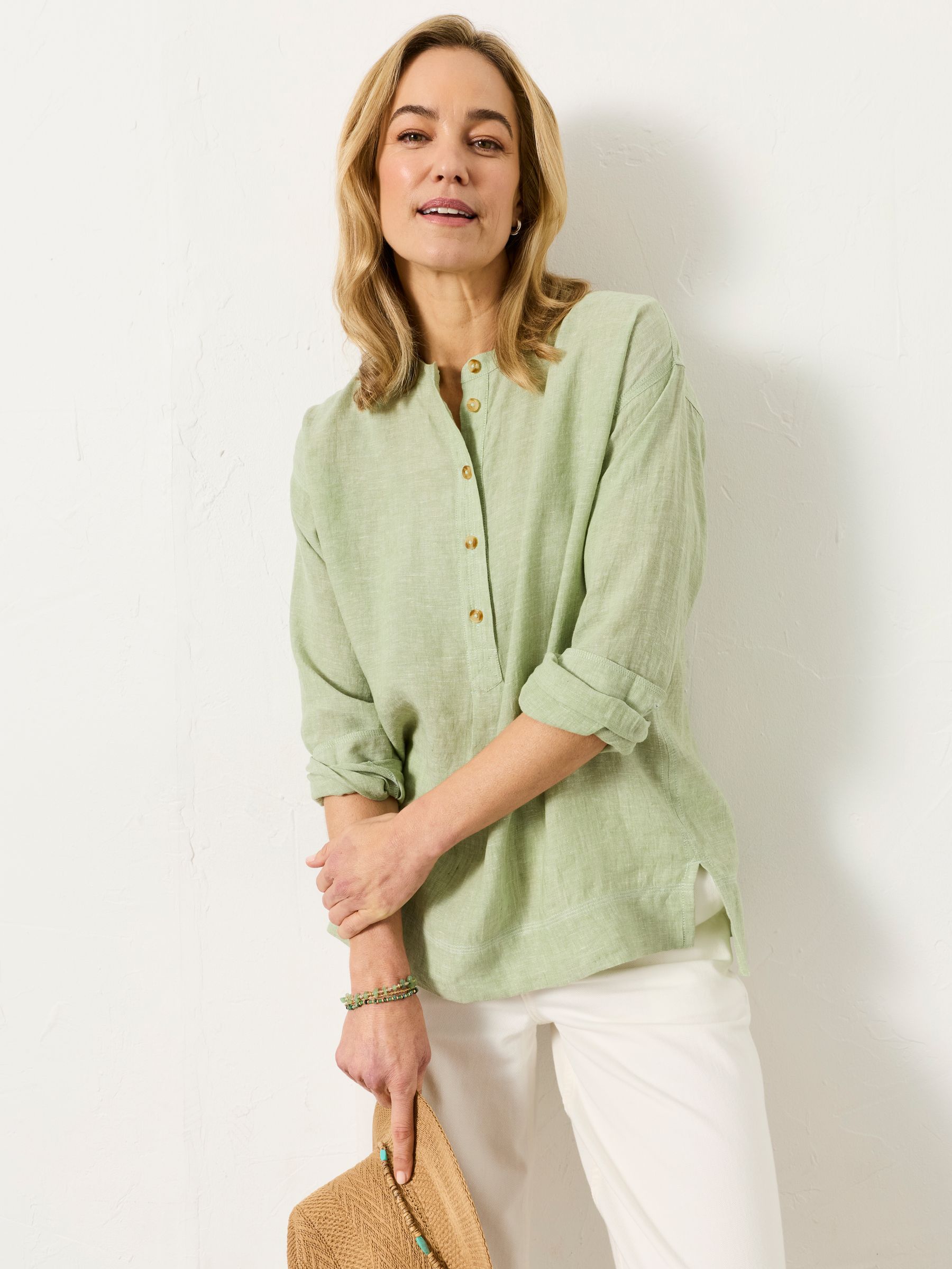 Julia Green Petite 100% Linen Popover Shirt | FatFace USA