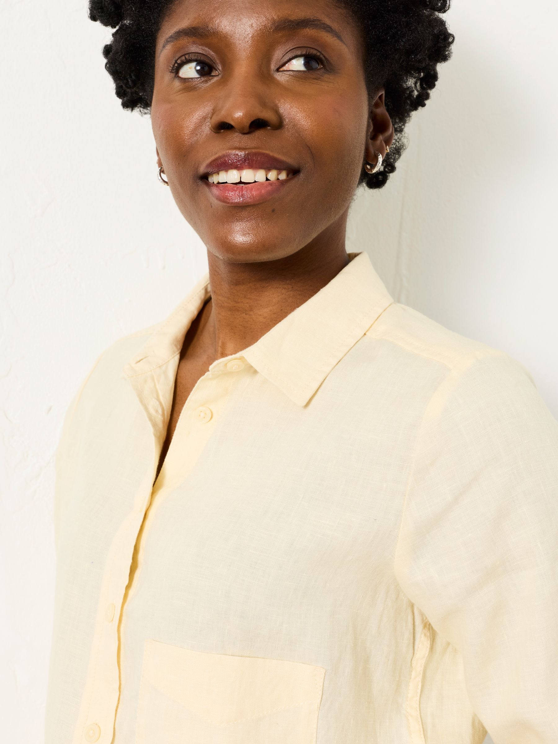 Olivia Yellow Petite Linen Shirt - Image 4 of 7