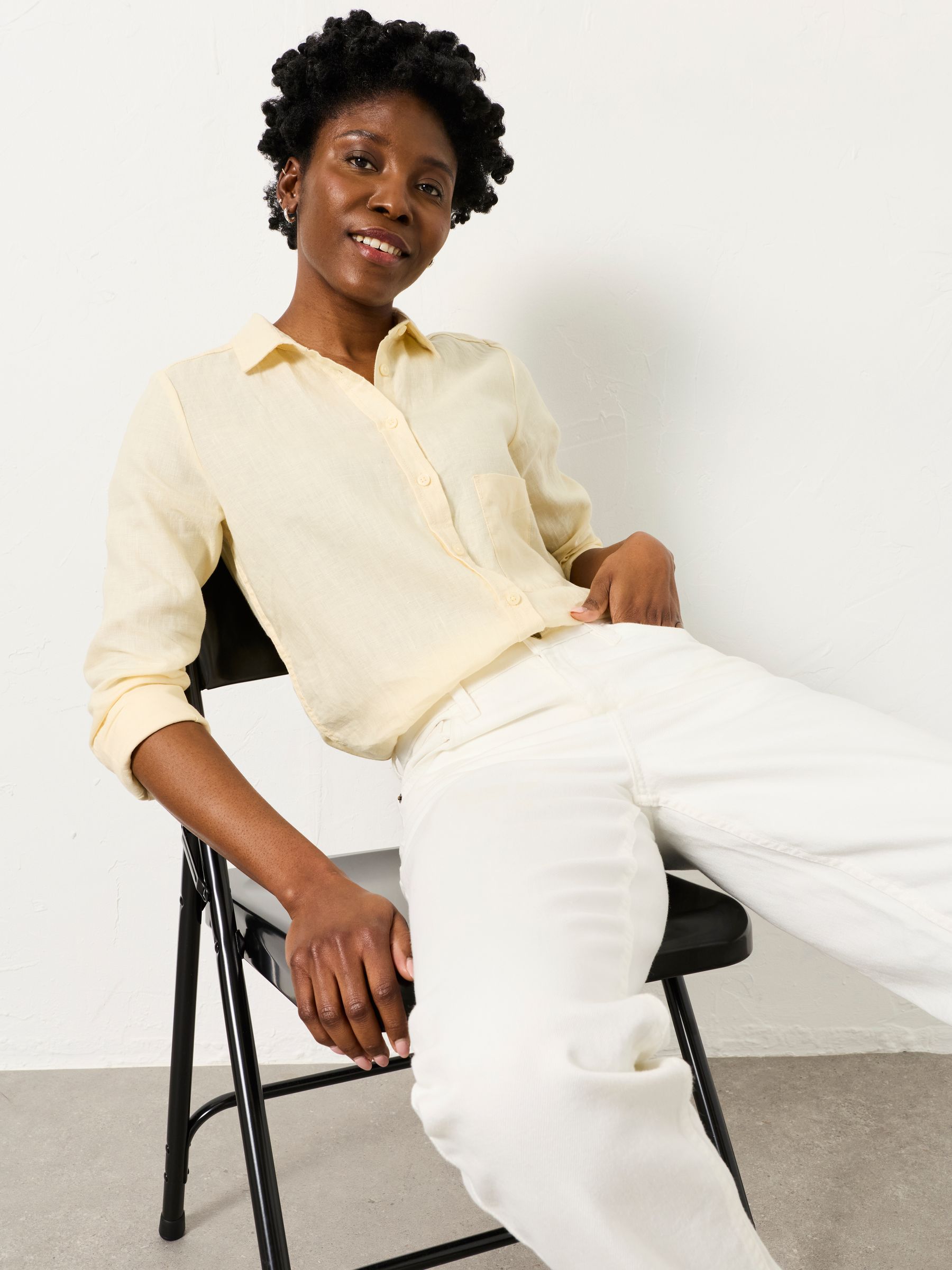 Olivia Yellow Petite Linen Shirt - Image 5 of 7