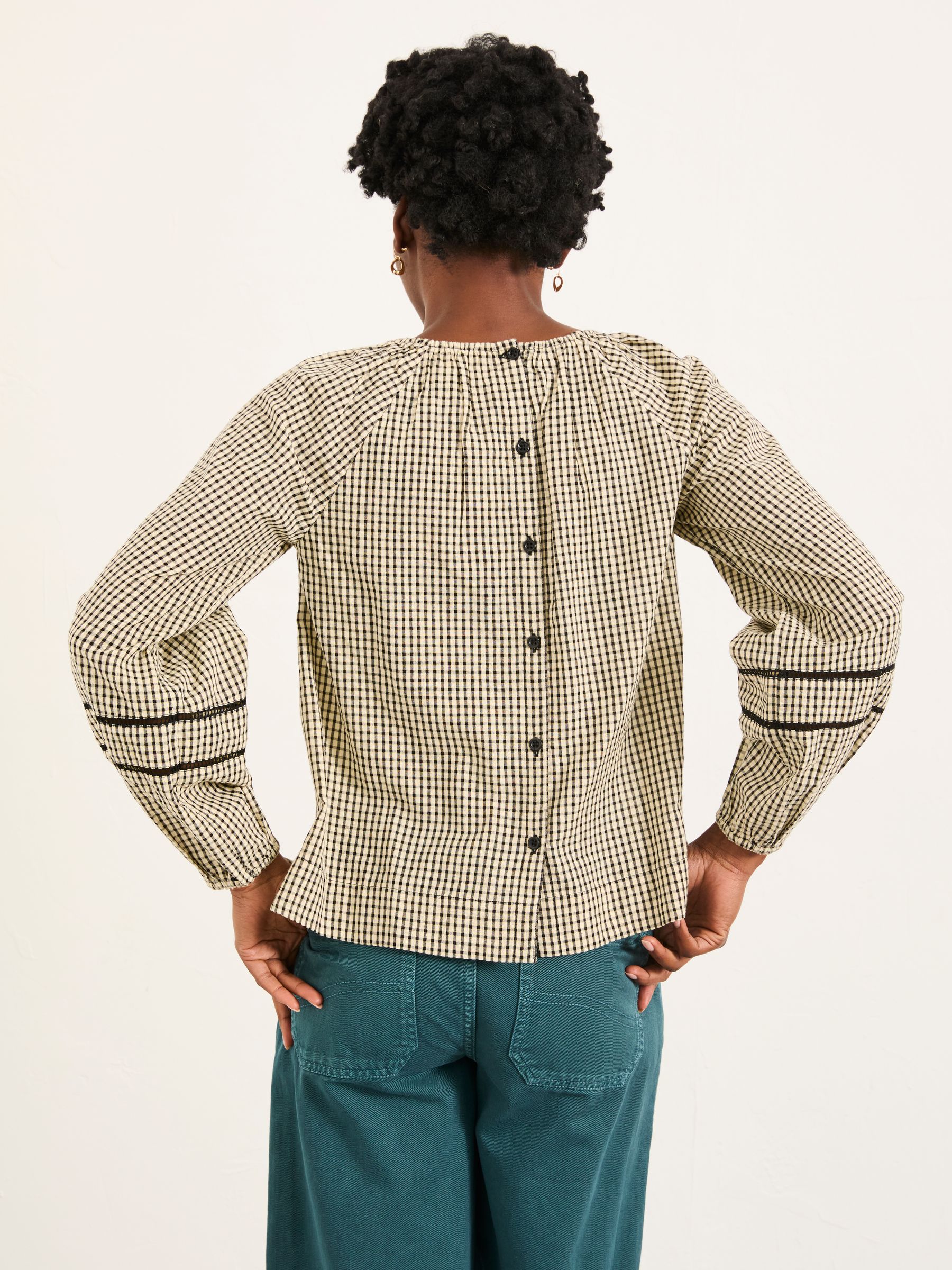Dawn Ivory Petite Gingham Blouse - Image 2 of 6 Dawn Ivory Petite Gingham Blouse - Image 2 of 6