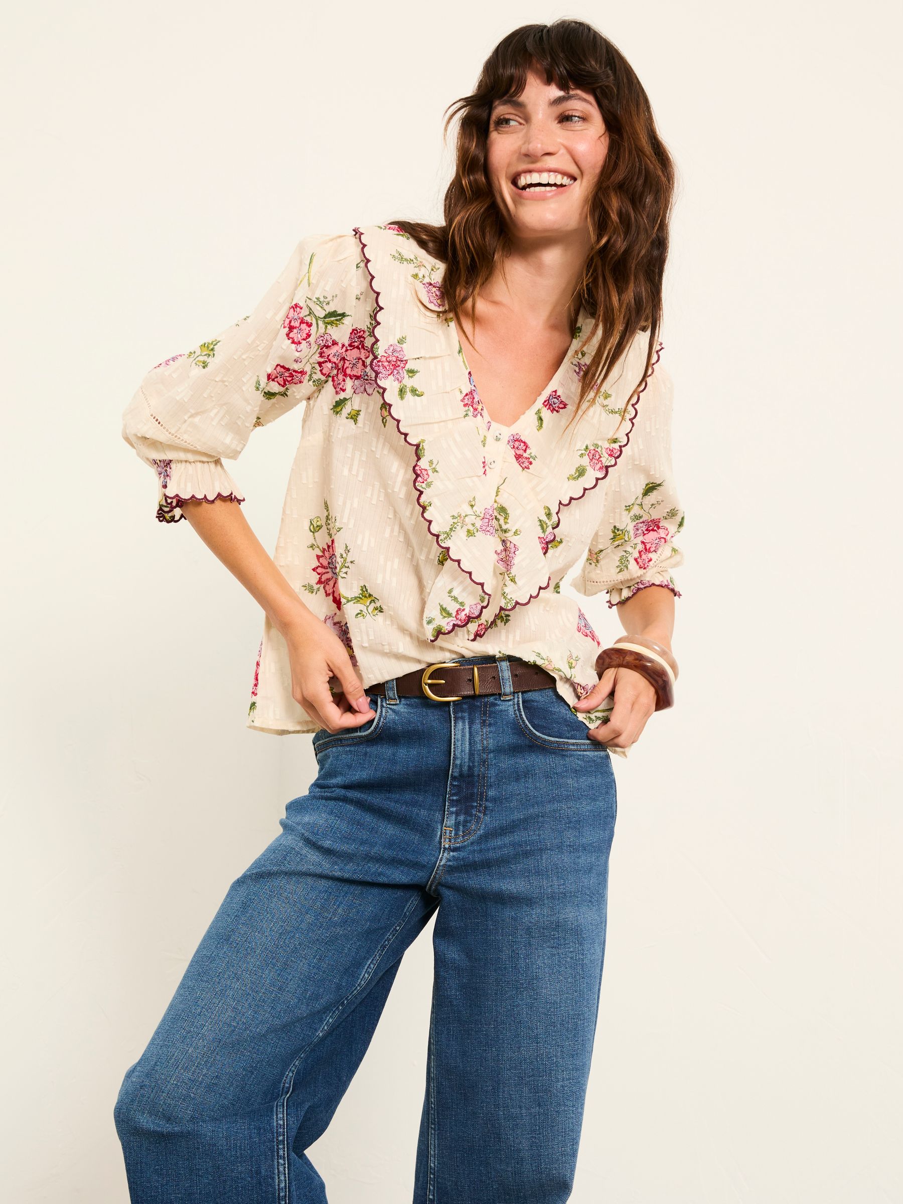 Carly Ivory Spring Floral Petite Blouse - Image 4 of 6