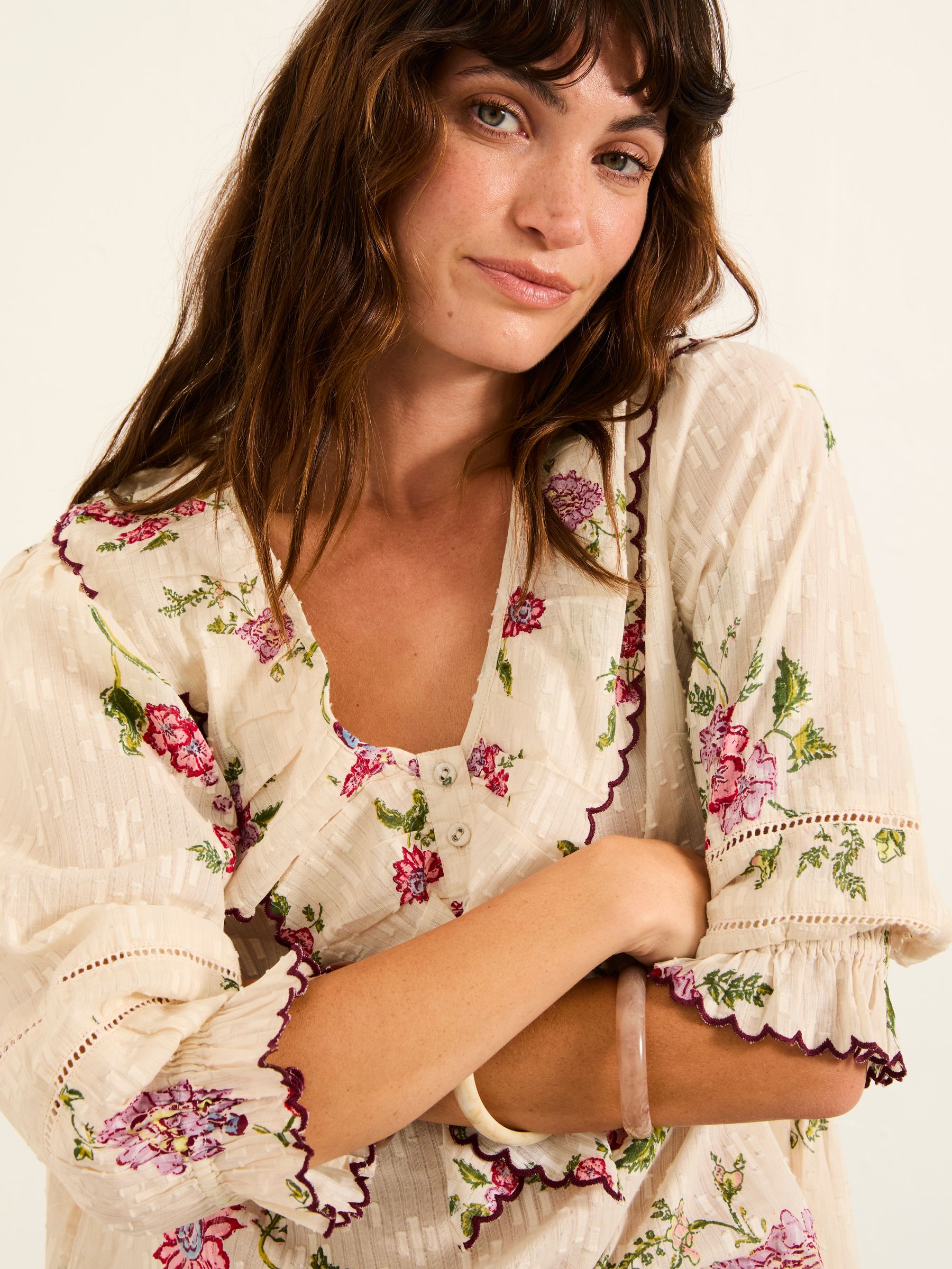 Carly Ivory Spring Floral Petite Blouse - Image 5 of 6
