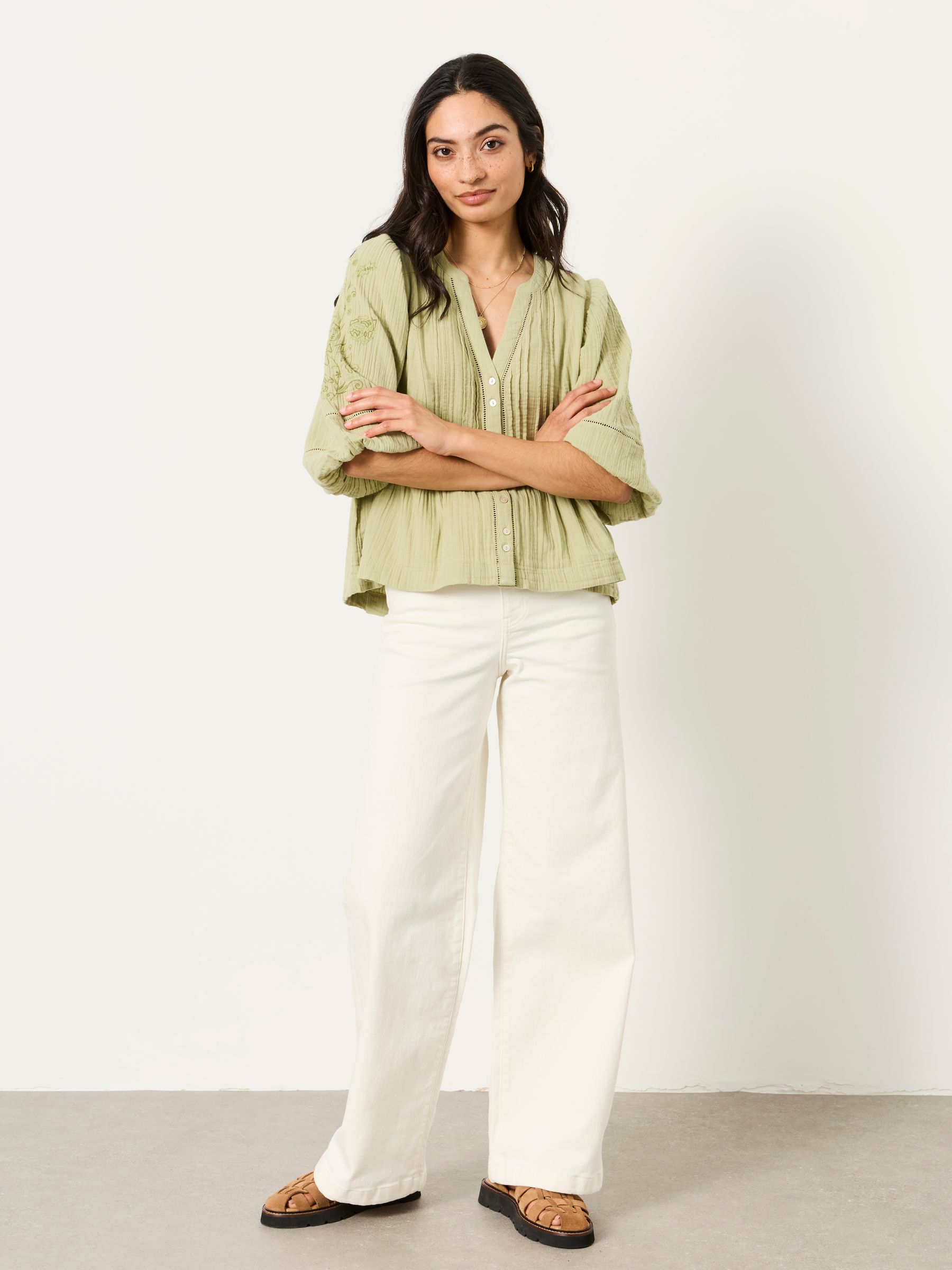 Rosalie Green Petite Embroidered Blouse - Image 5 of 7
