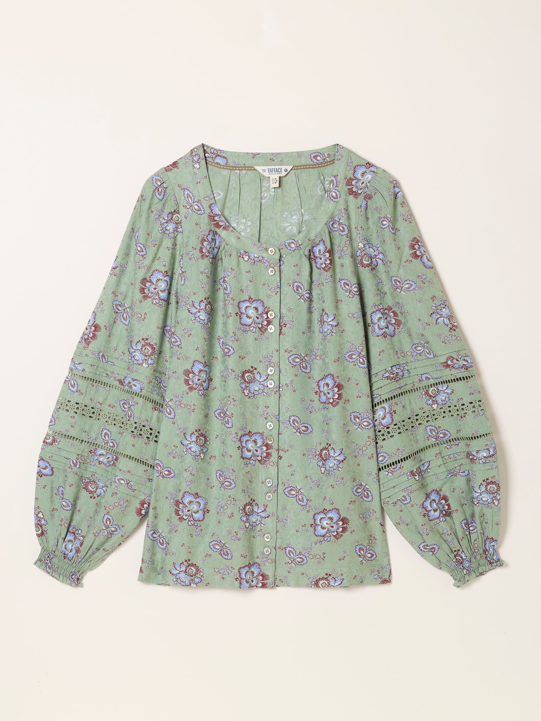 Clemence Green Dot Floral Petite Blouse - Image 6 of 7