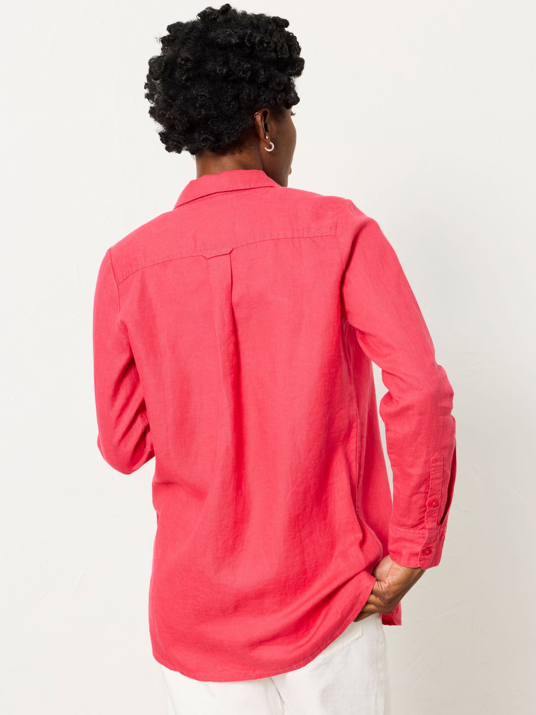 Olivia Dark Pink Petite Linen Shirt - Image 3 of 6