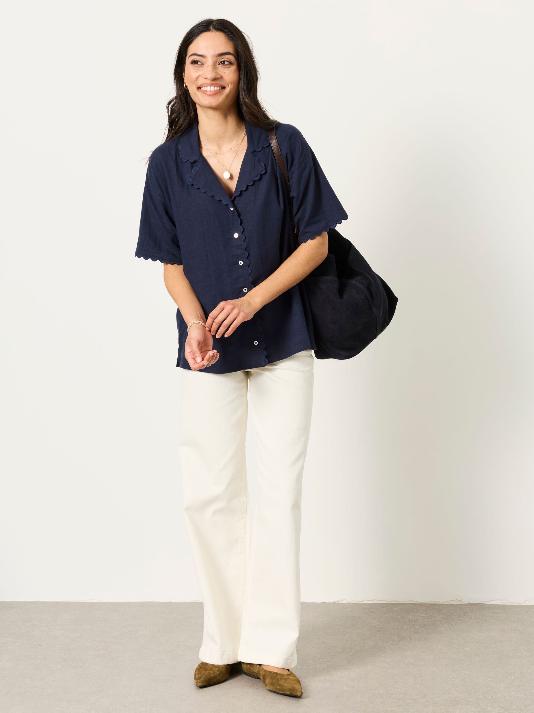 Kara Navy Petite Linen Shirt - Image 4 of 6