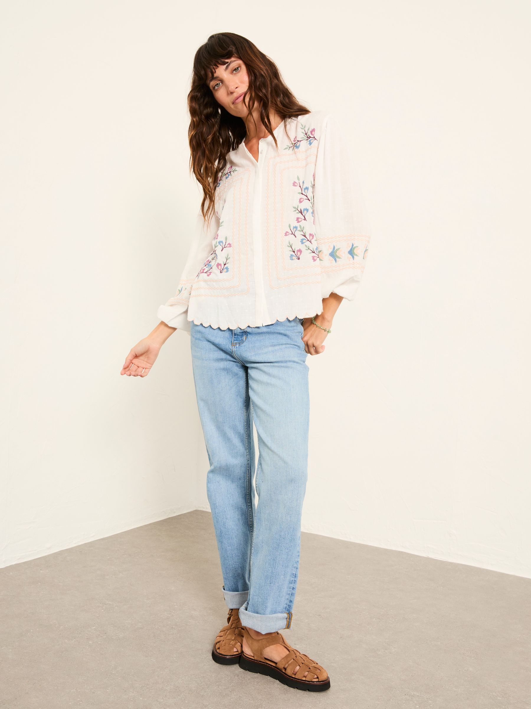 Betsie Ivory Petite Embroidered Blouse - Image 3 of 6