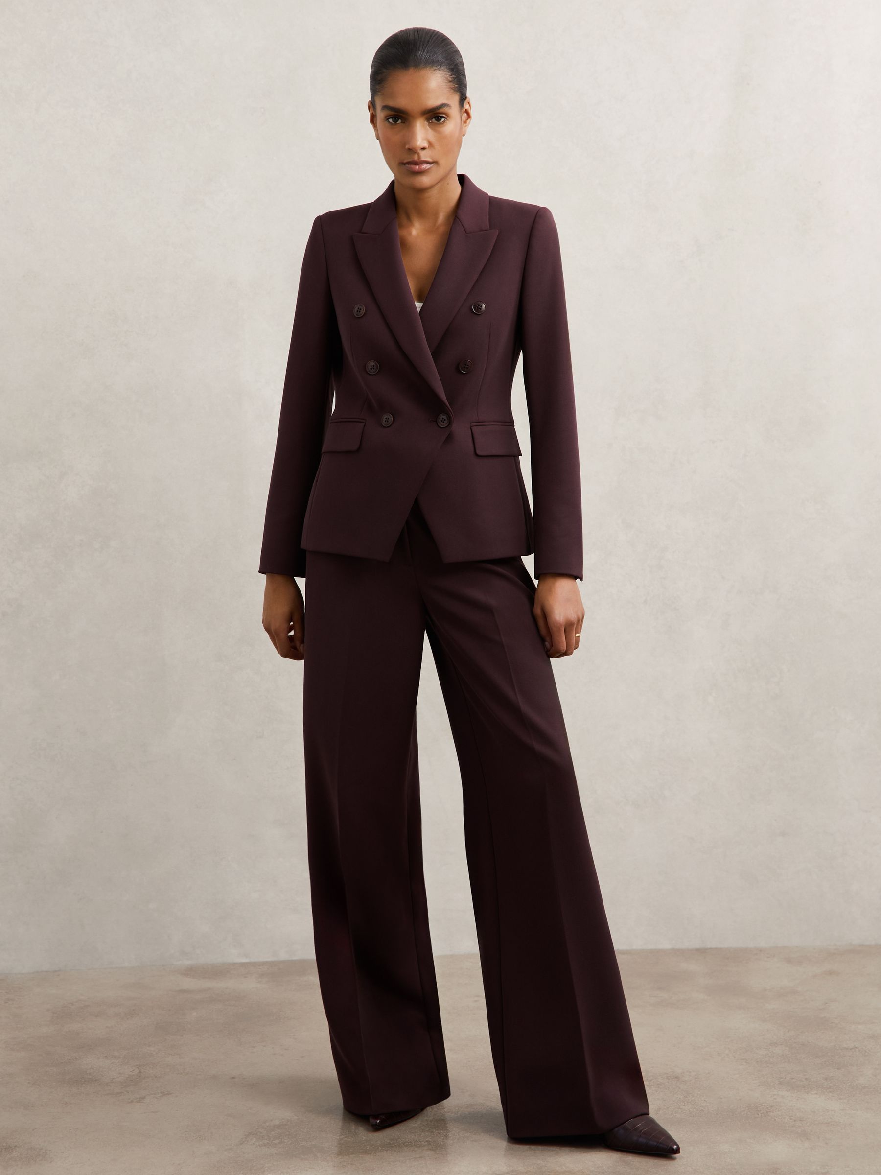 Double-Breasted Suit Blazer in Berry - Image 1 of 7
