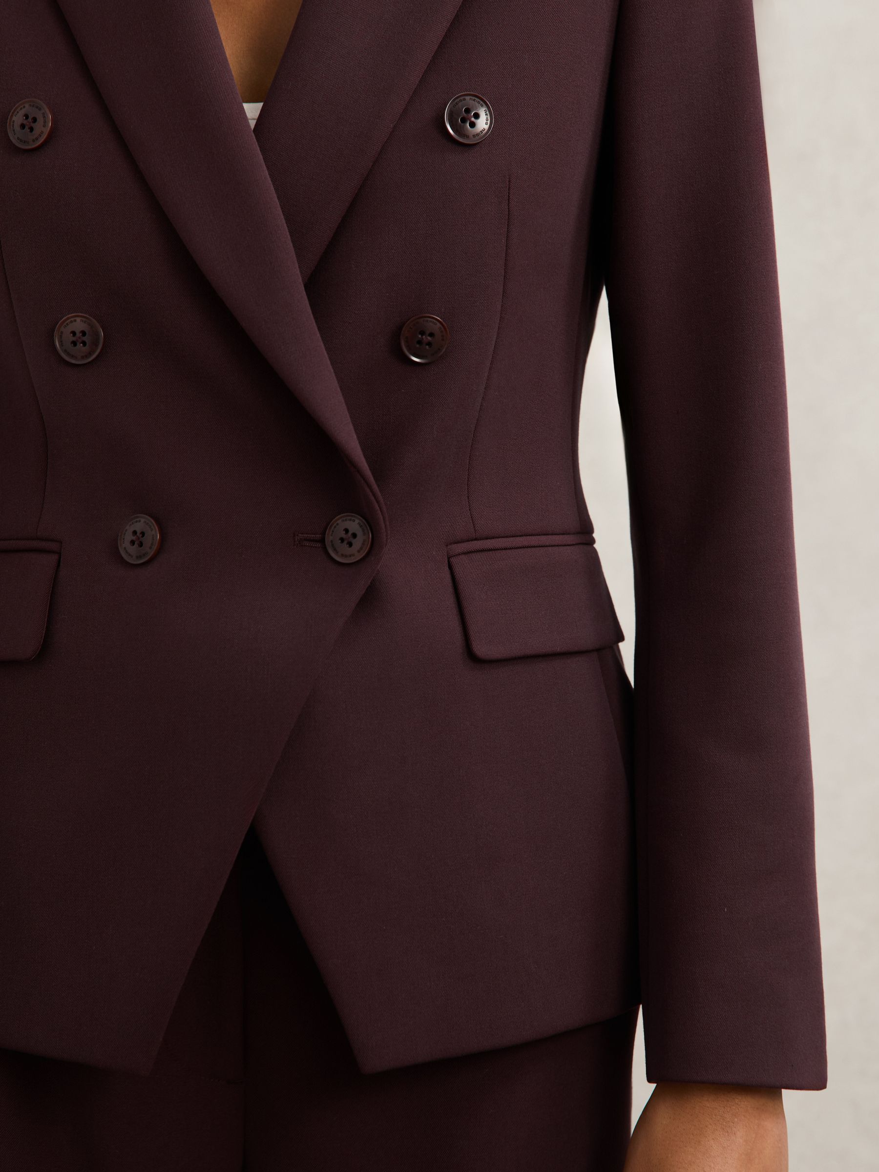 Double-Breasted Suit Blazer in Berry - Image 3 of 7