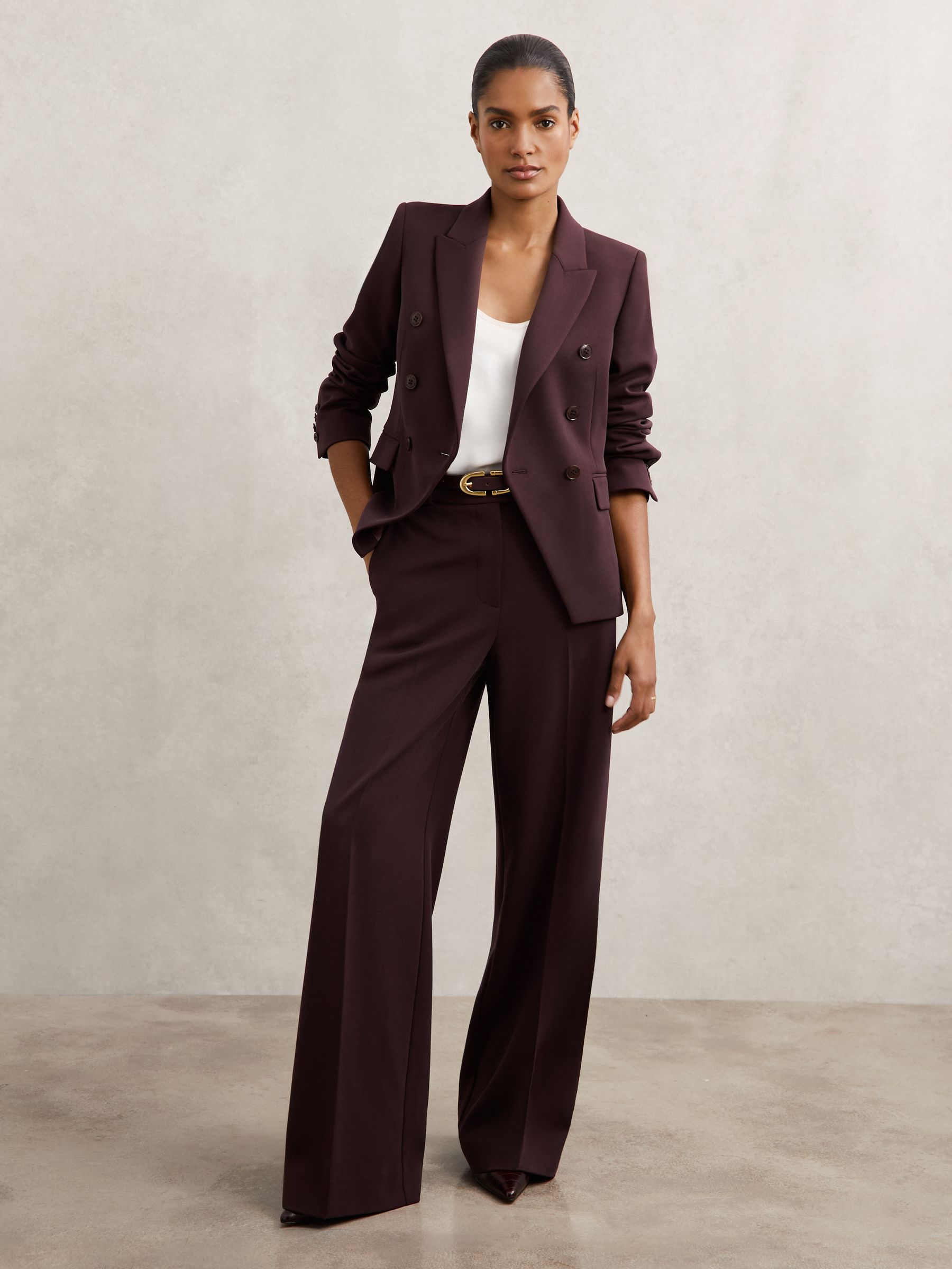 Double-Breasted Suit Blazer in Berry - Image 6 of 7