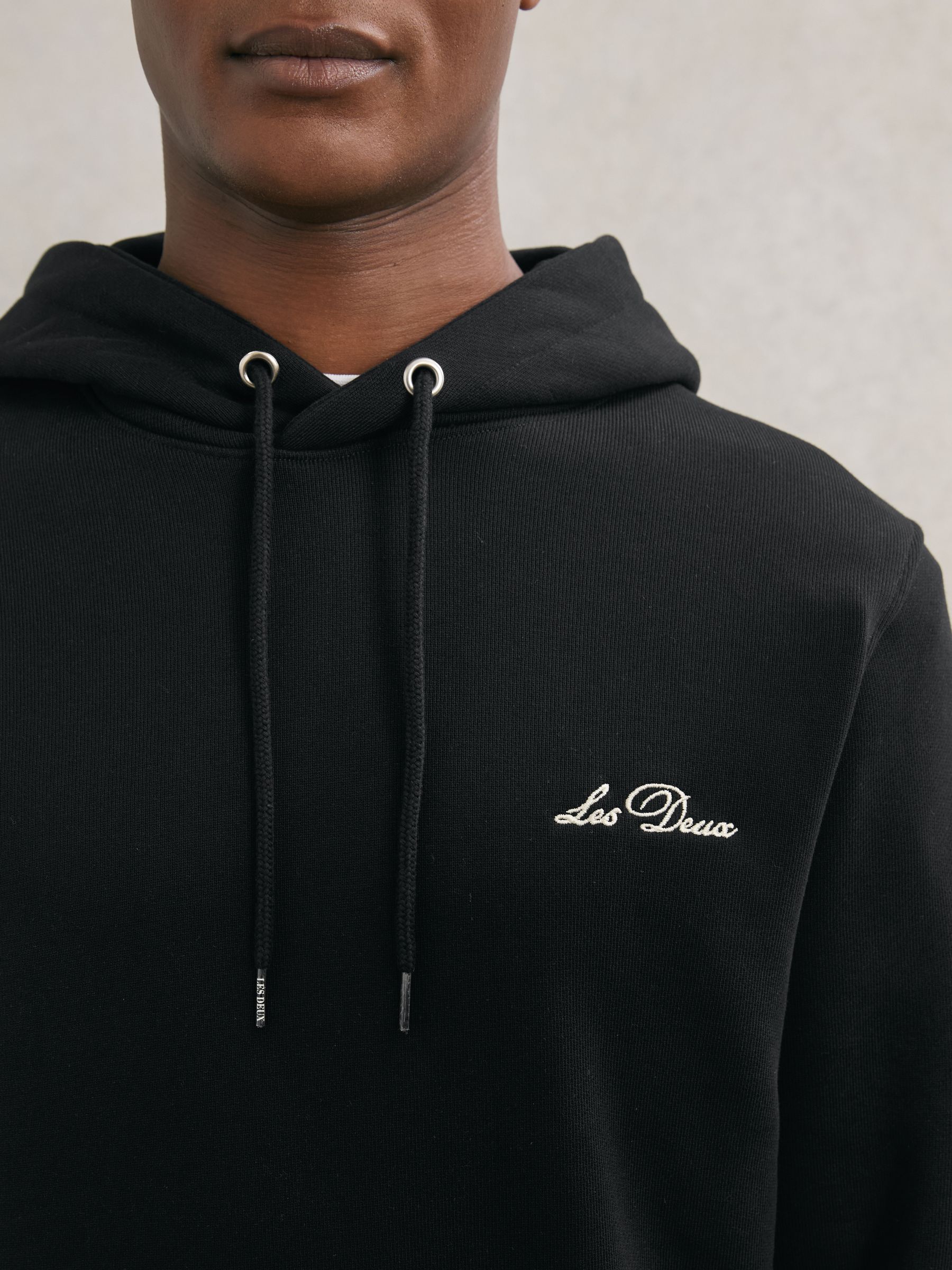 Les Deux Cotton Artwork-Print Hoodie in Black - Image 3 of 5