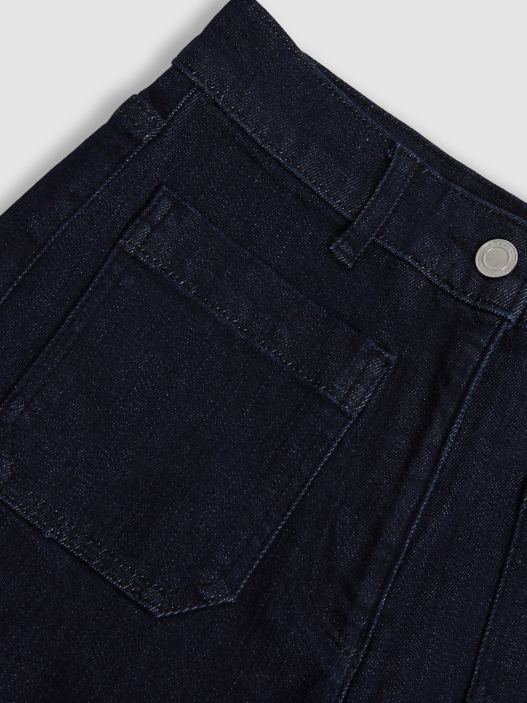 Petite Patch Pocket Wide Leg Jeans in Dark Blue - Image 6 of 7