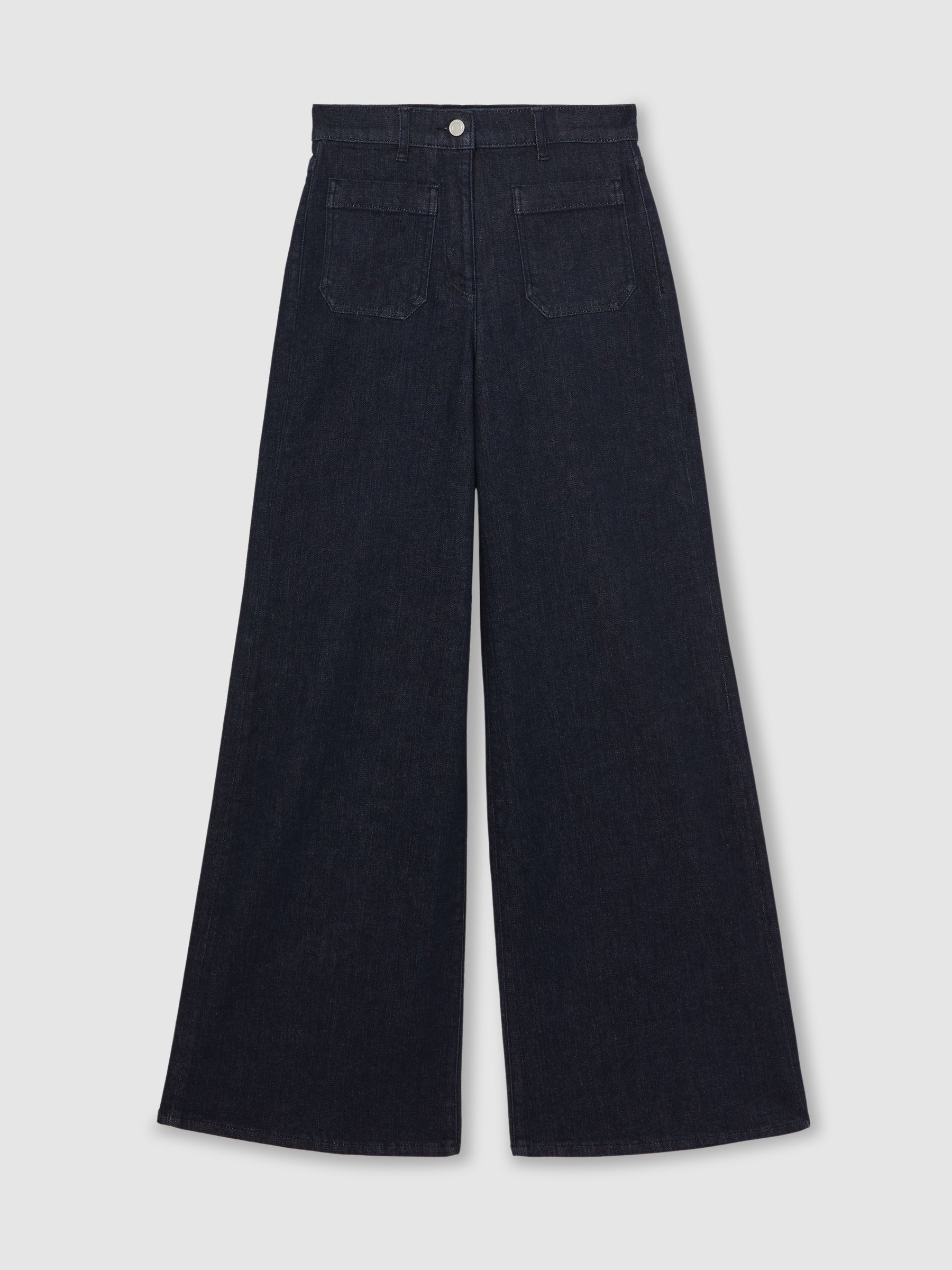 Patch Pocket Wide Leg Jeans in Dark Blue - Image 2 of 6