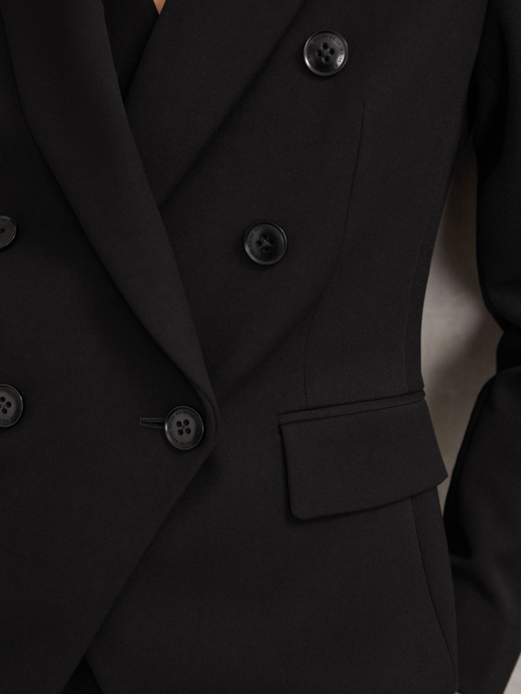 Double-Breasted Suit Blazer in Black - Image 4 of 7