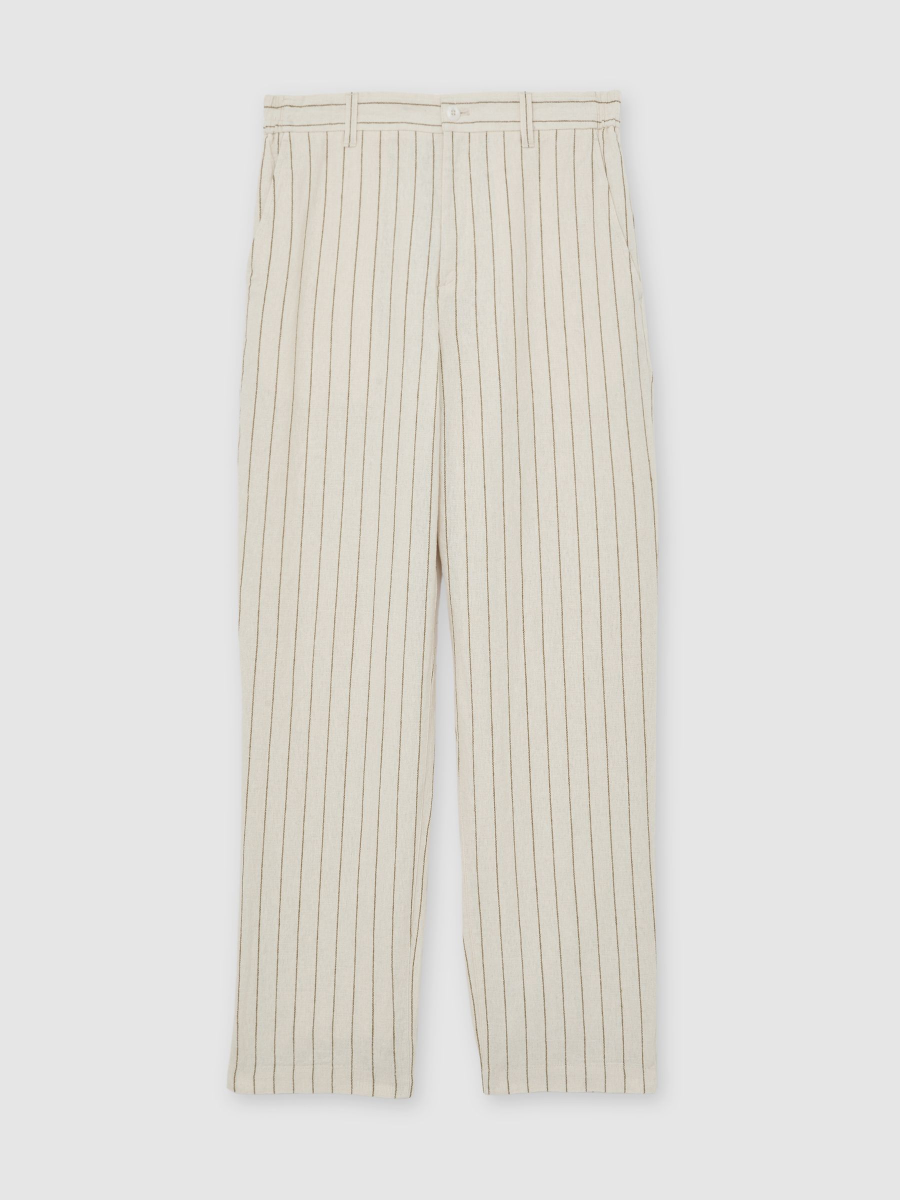 Les Deux Linen-Cotton Stripe Trousers in Ivory - Image 2 of 5