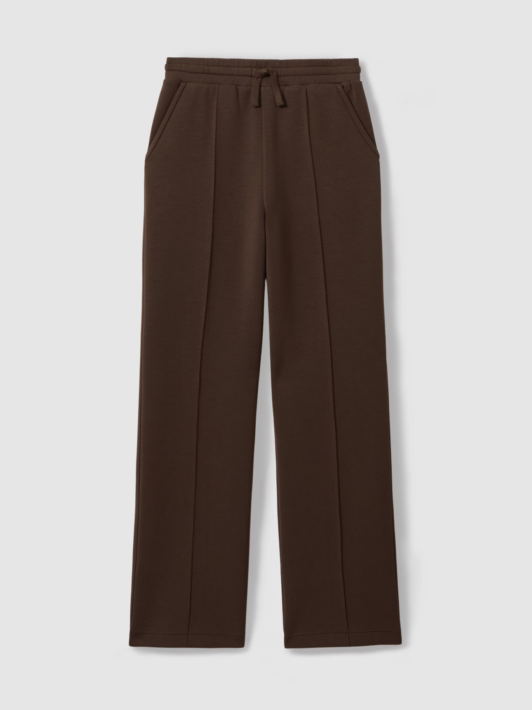 Petite Premium Interlock Wide-Leg Joggers in Chocolate - image 1