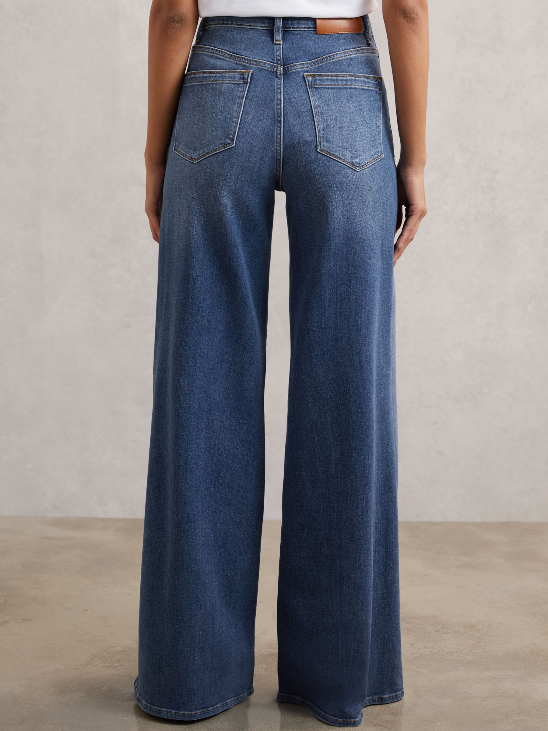 Patch Pocket Wide Leg Jeans in Mid Blue - Image 5 of 6