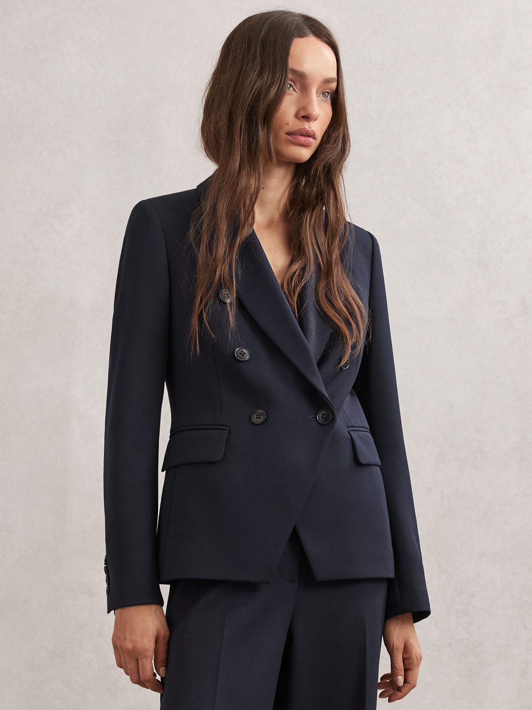 Double-Breasted Suit Blazer in Navy - Image 1 of 6
