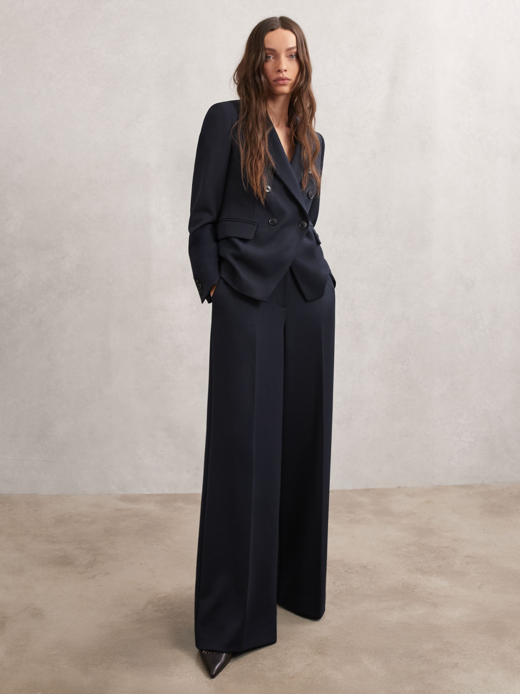 Double-Breasted Suit Blazer in Navy - Image 3 of 6