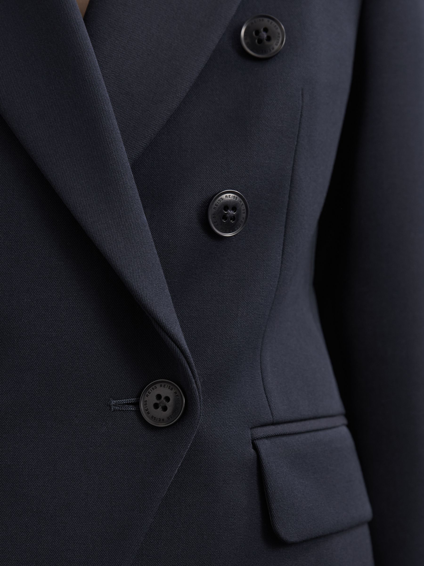 Double-Breasted Suit Blazer in Navy - Image 4 of 6
