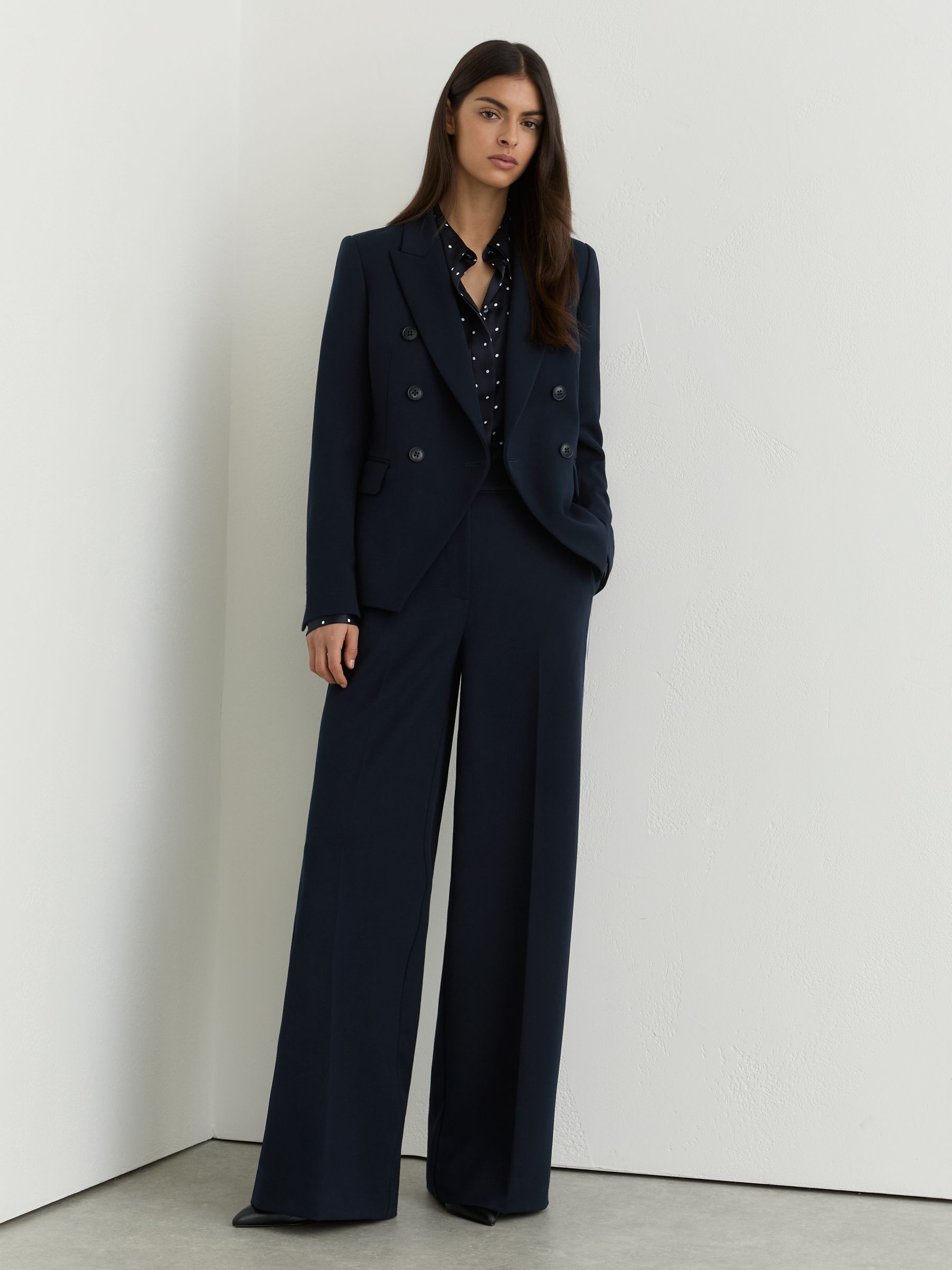 Petite Double-Breasted Suit Blazer in Navy - image 2