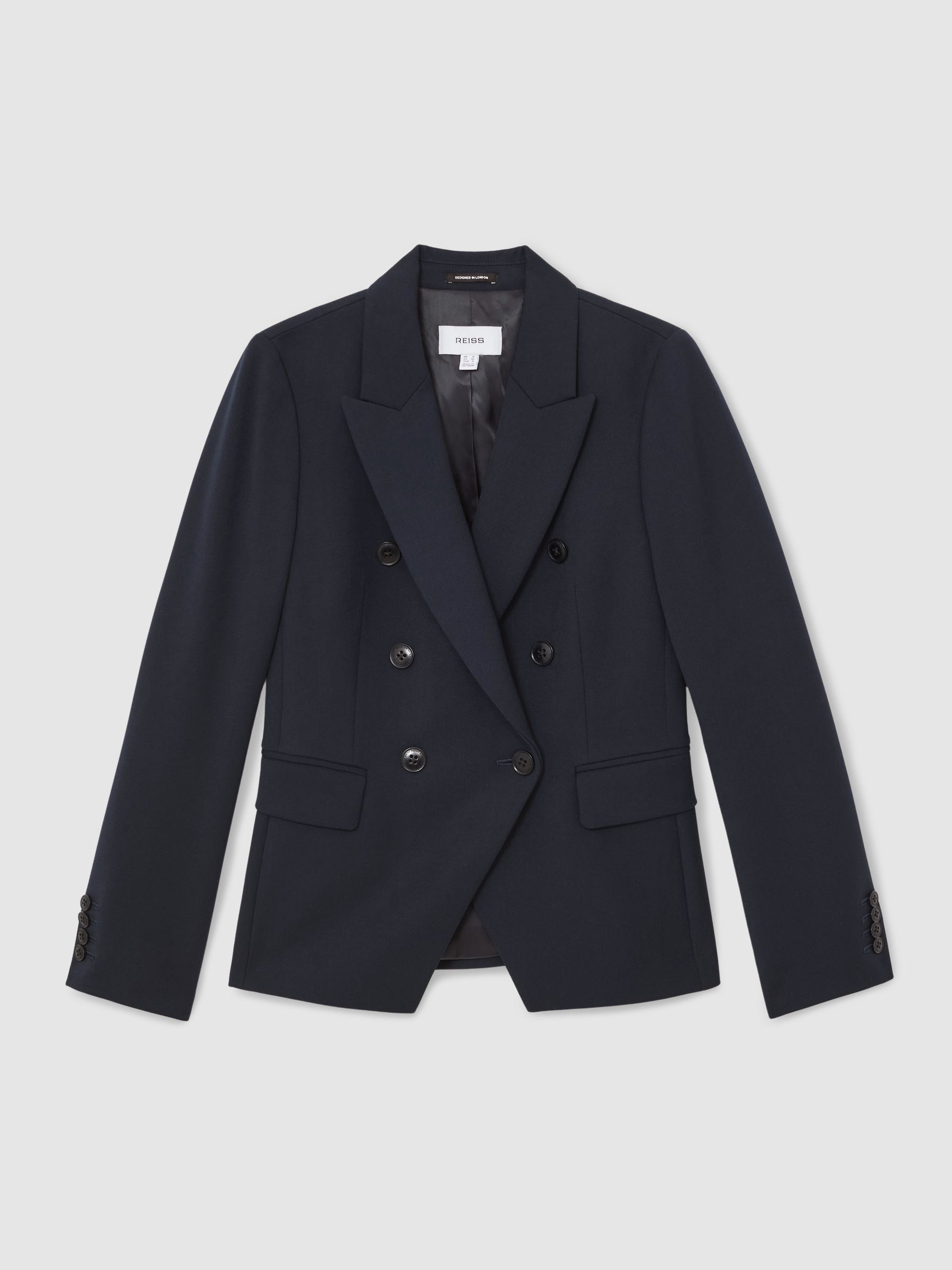 Petite Double-Breasted Suit Blazer in Navy - Image 2 of 7