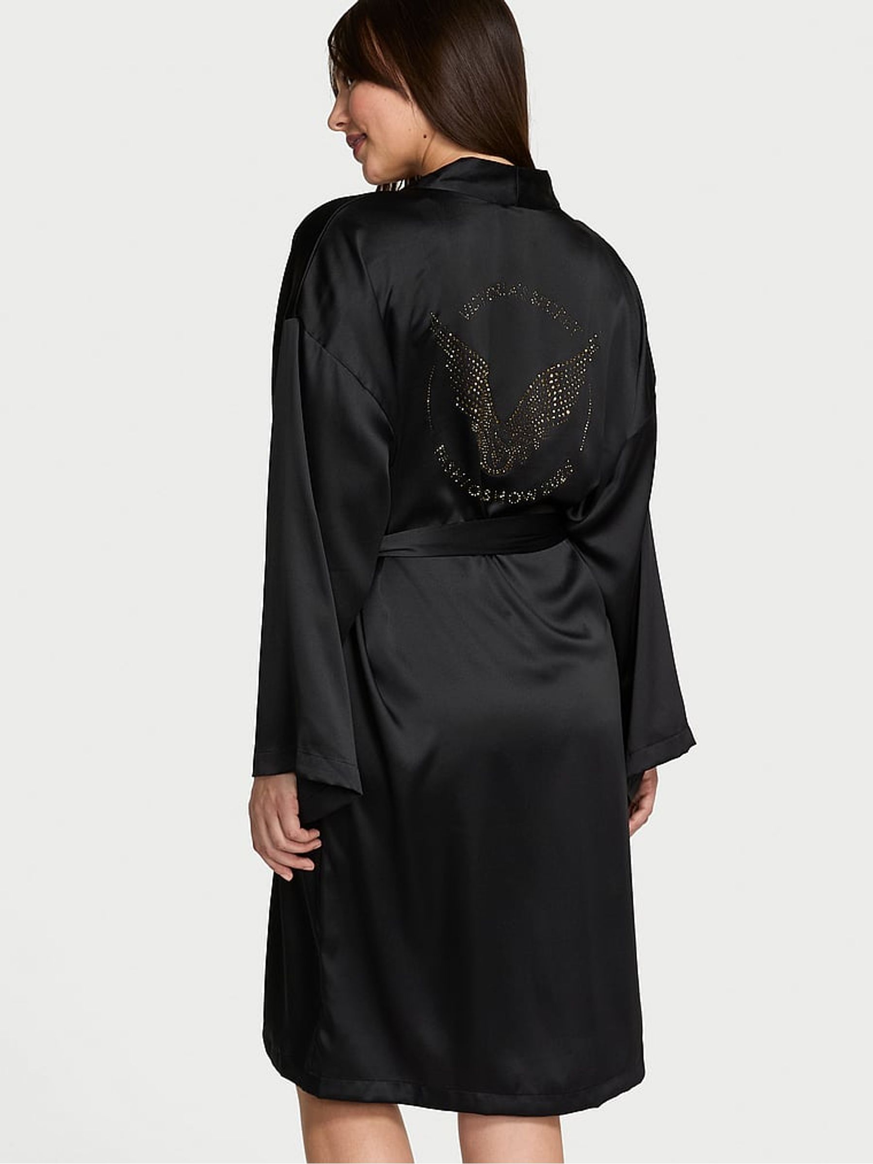 Black Fashion Show Satin Midi Robe - Image 2 of 3