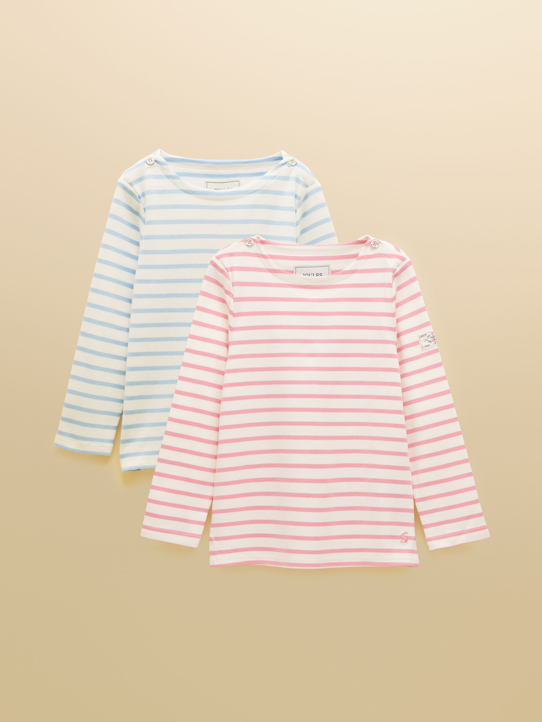 Girls' Harbour Blue and Pink Two Pack Stripe Long Sleeve Top - Image 1 of 7