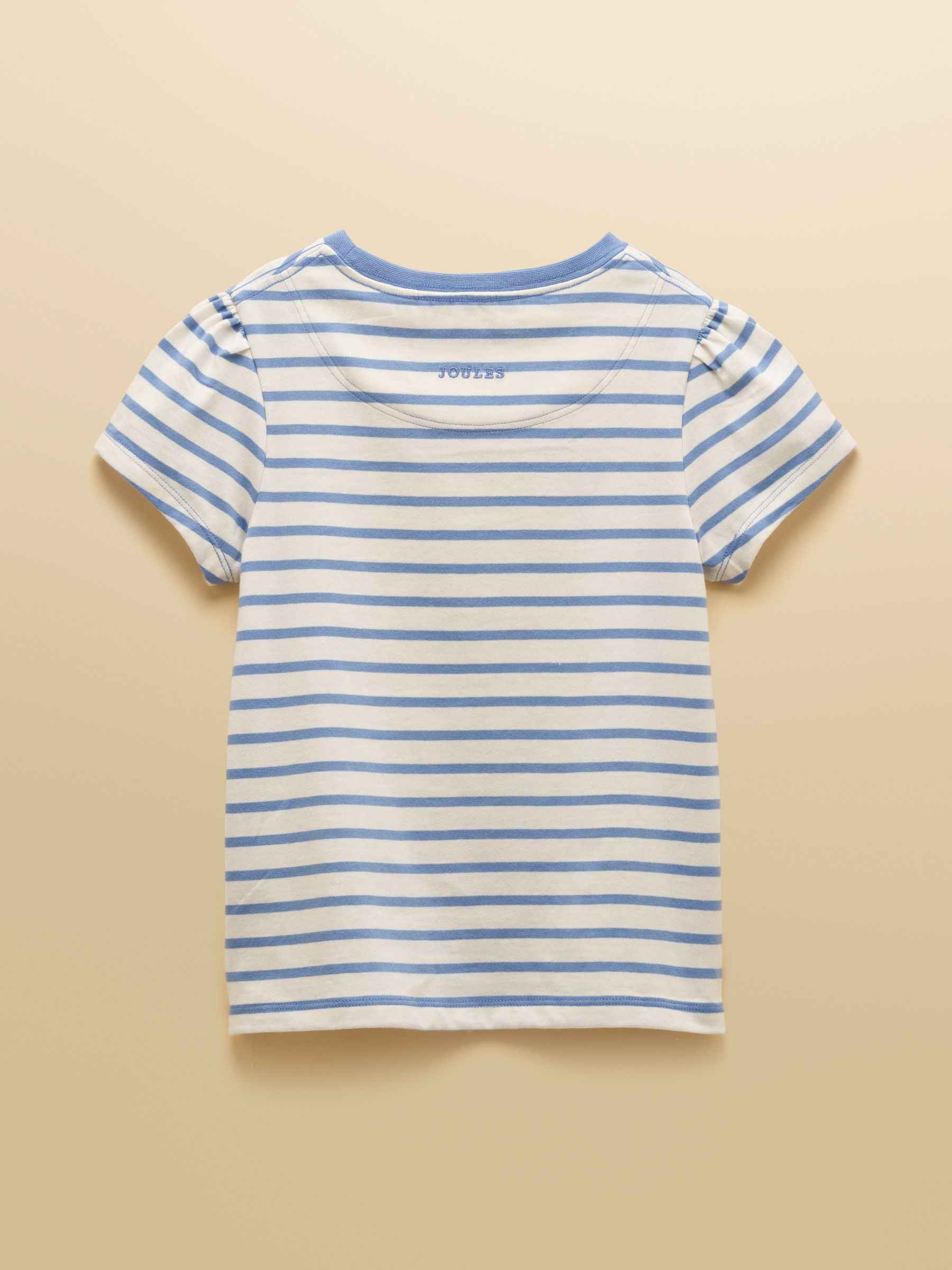 Girls' Astra White & Blue Striped Horse Applique Cotton T-Shirt - Image 2 of 5