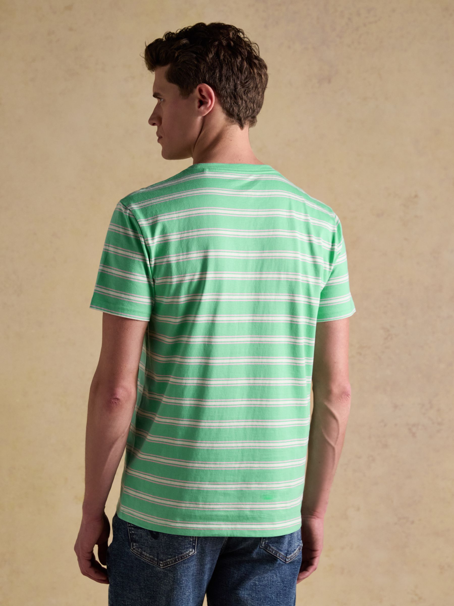Green Striped Classic Fit Cotton T-Shirt - Image 2 of 6