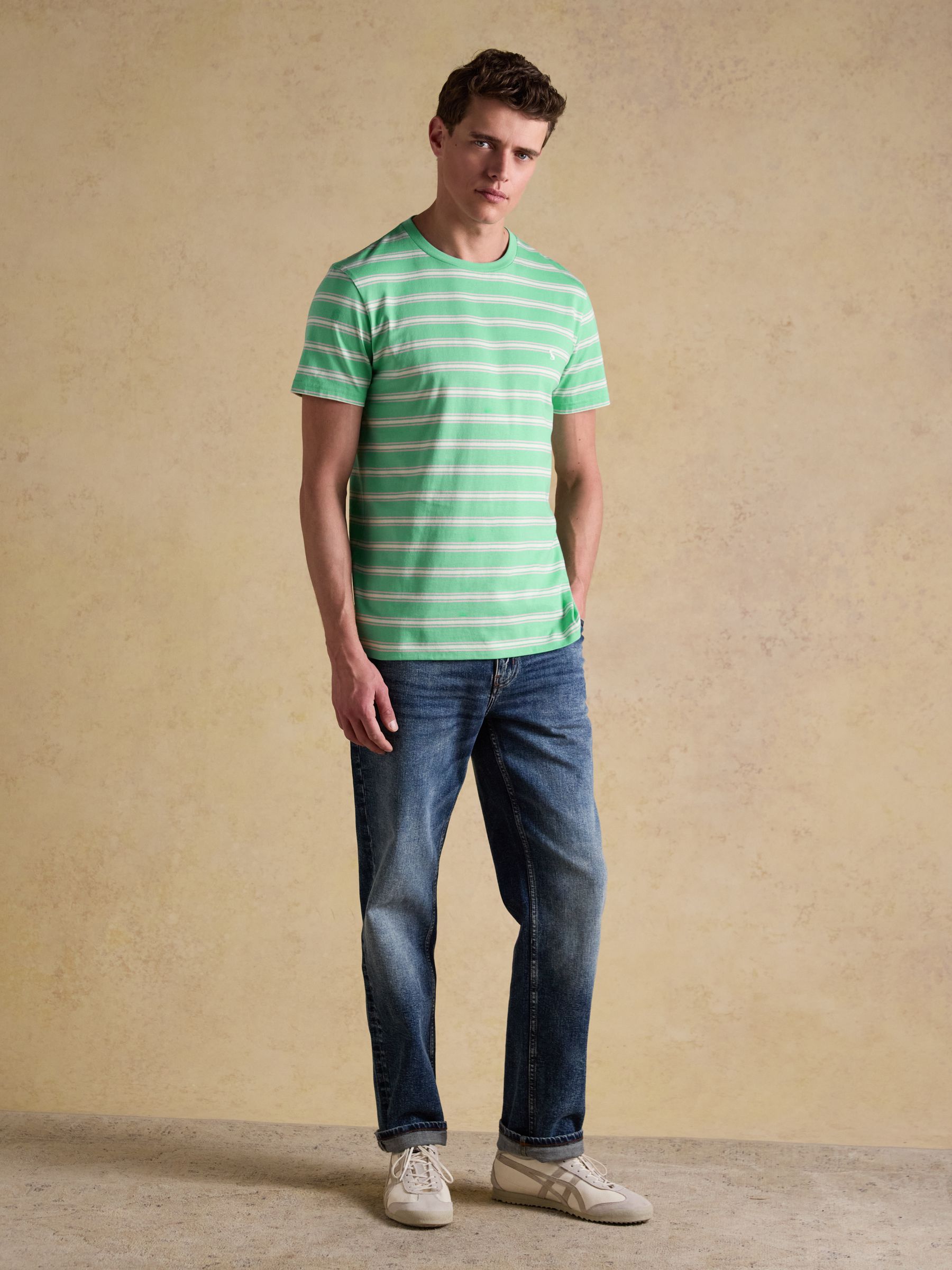 Green Striped Classic Fit Cotton T-Shirt - Image 3 of 6