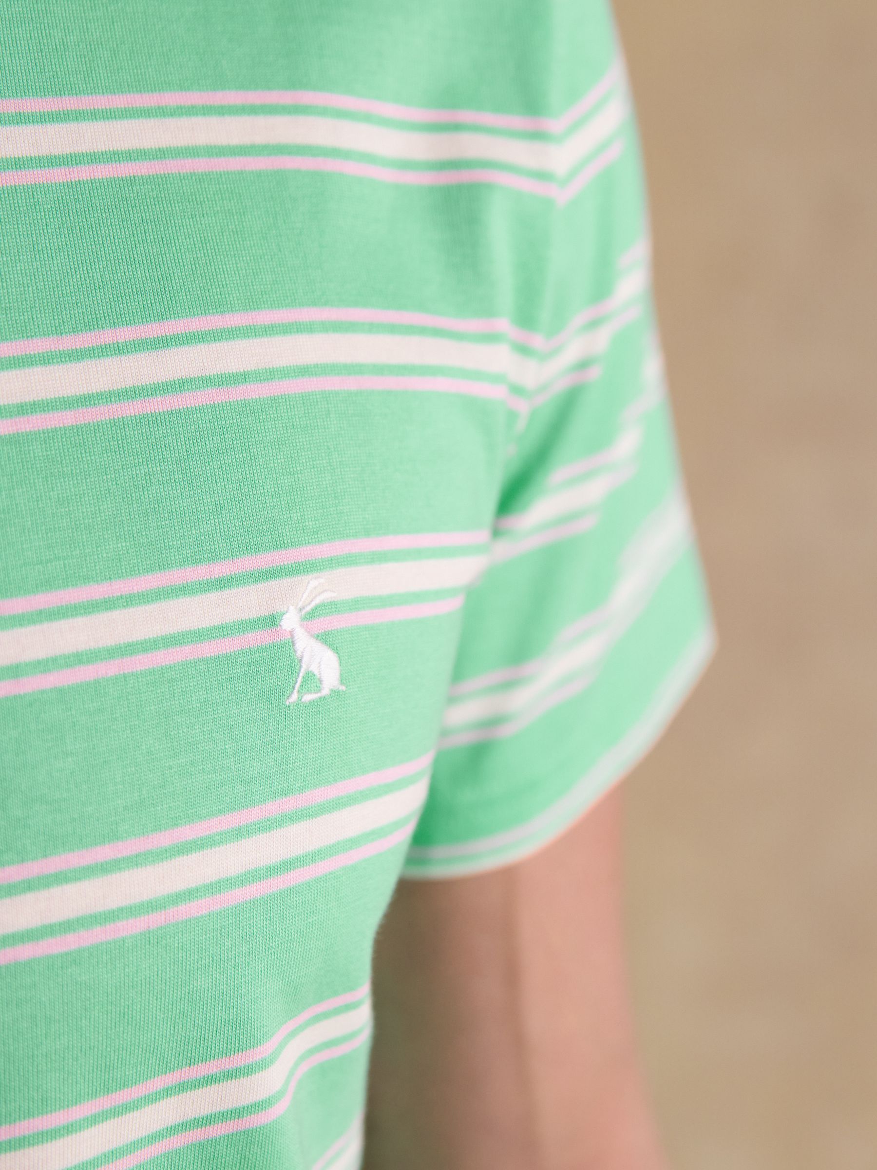 Green Striped Classic Fit Cotton T-Shirt - Image 5 of 6
