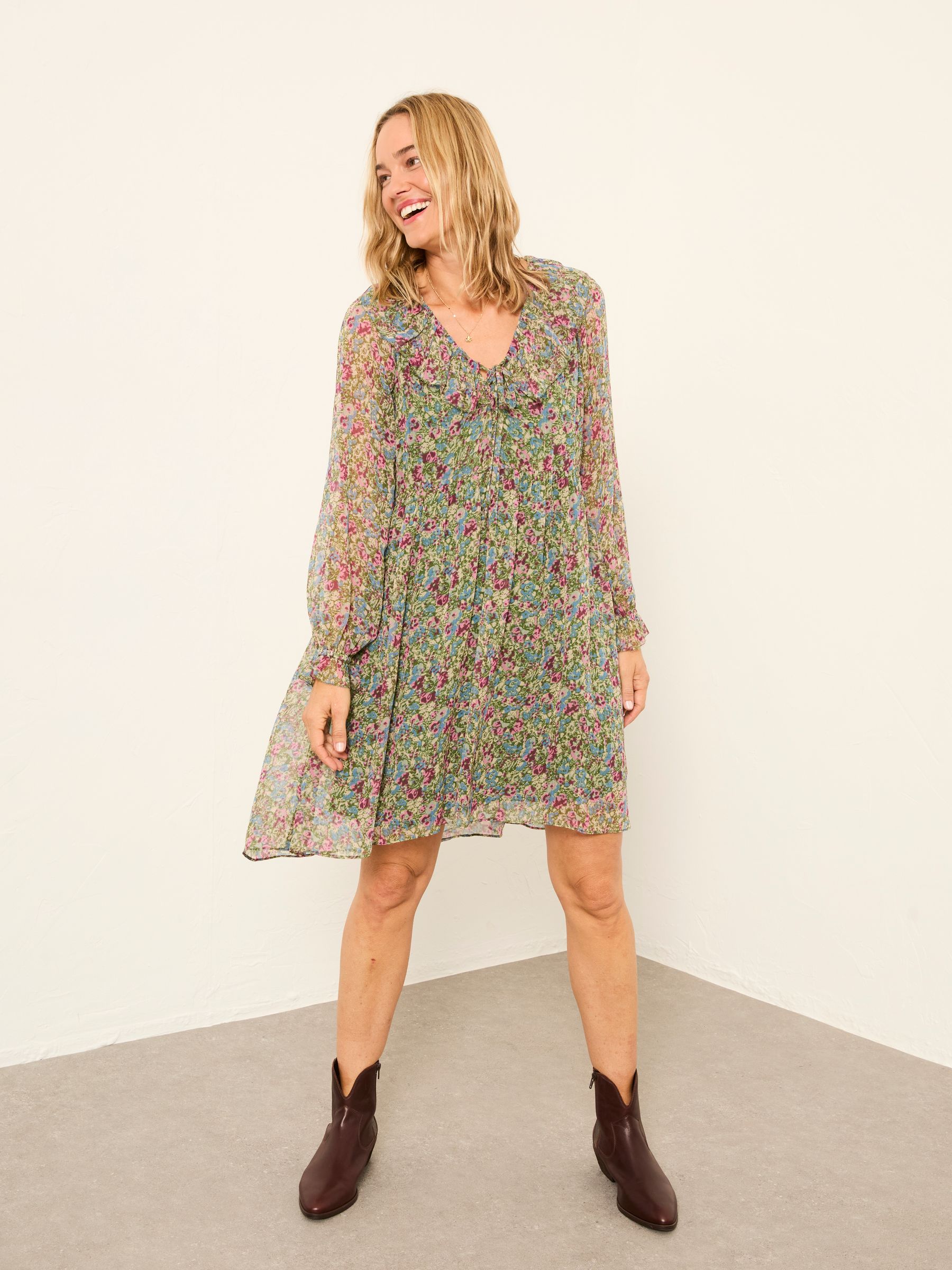 Bella Green Ditsy Garden Petite Dress - Image 3 of 7