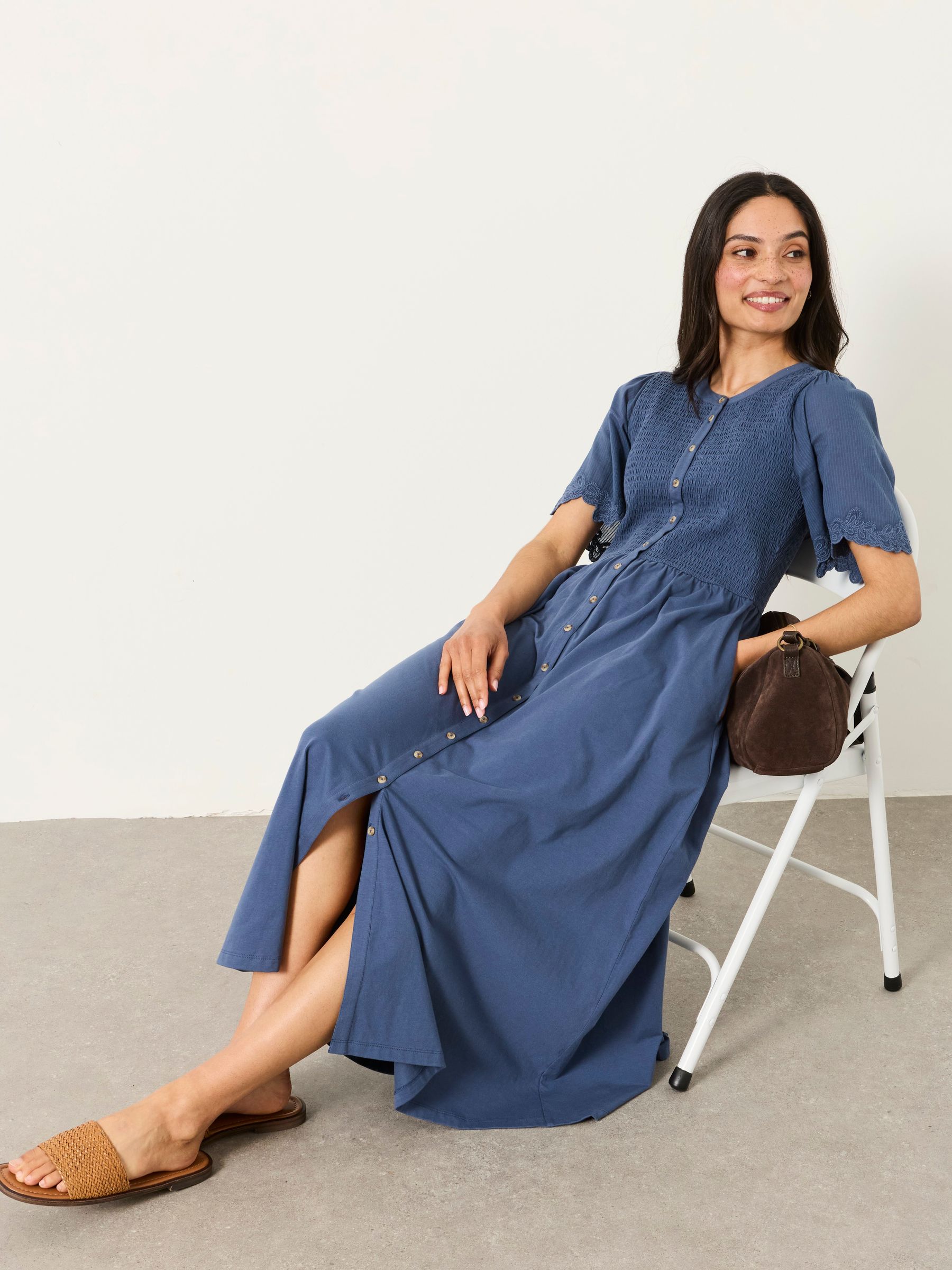 Fleur Indigo Blue Petite Jersey Midi Dress | FatFace USA Fleur Indigo Blue Petite Jersey Midi Dress | FatFace USA