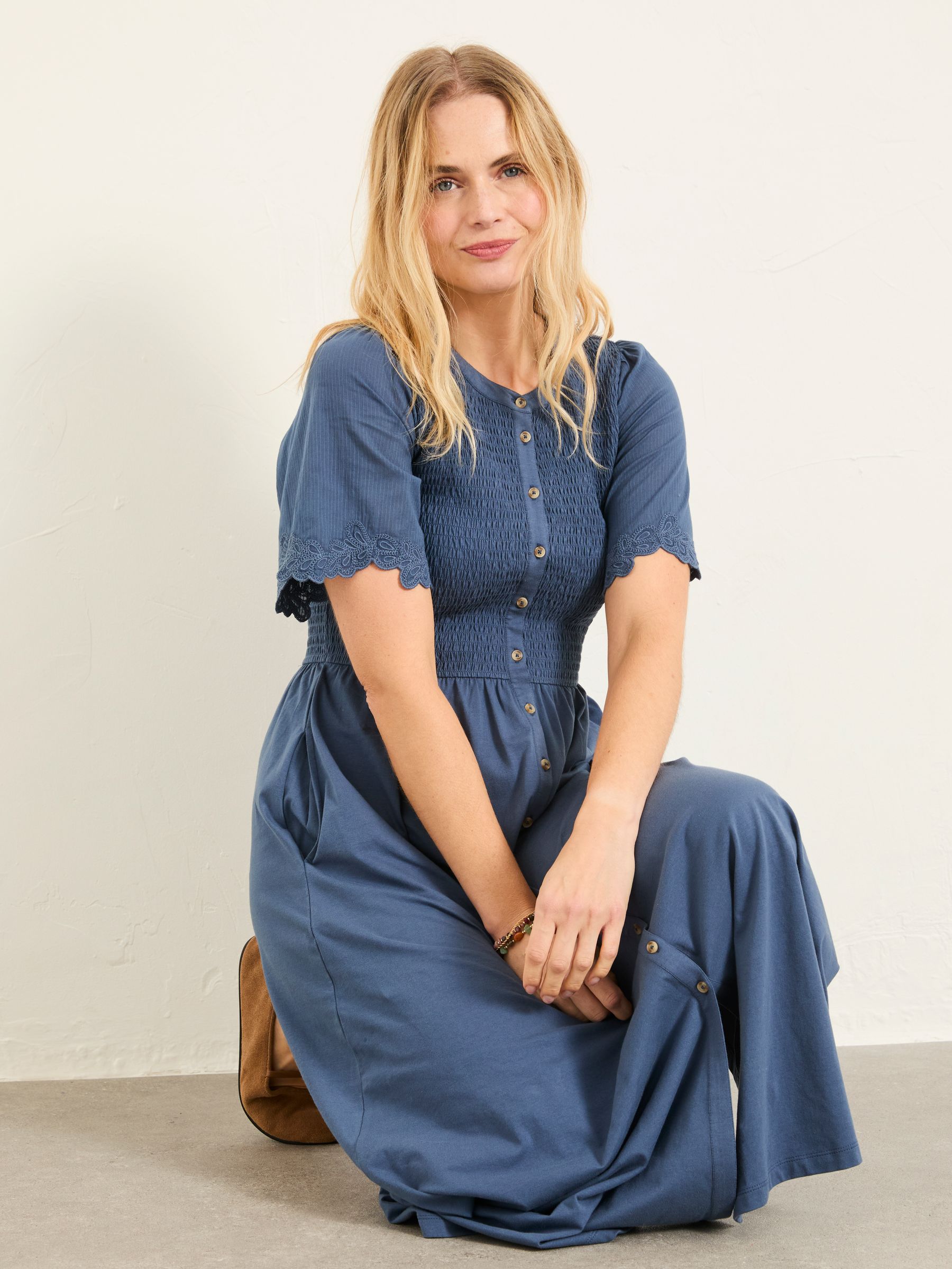 Fleur Indigo Blue Petite Jersey Midi Dress - Image 5 of 7