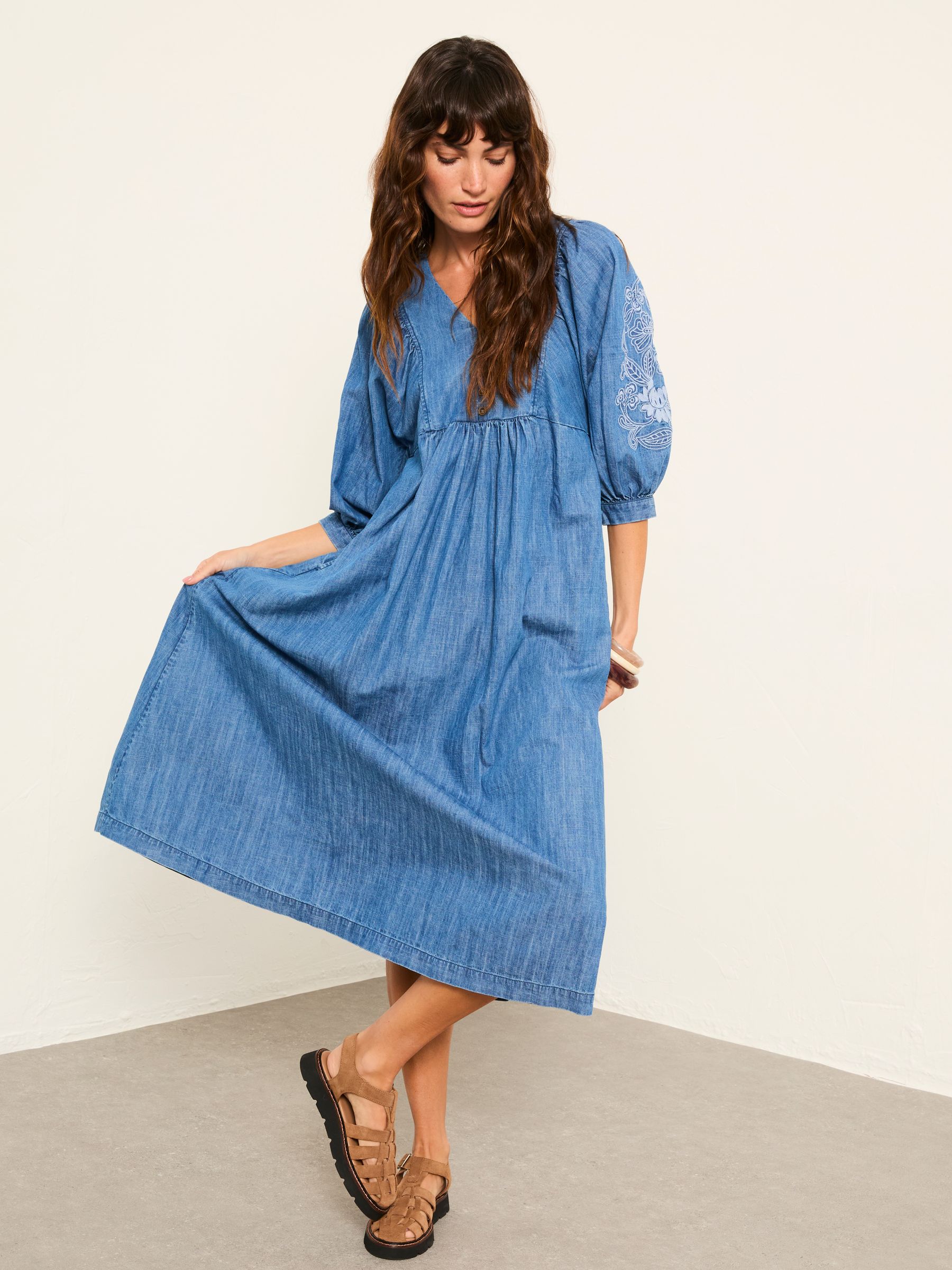 Jess Indigo Blue Petite Denim Midi Dress - Image 1 of 7