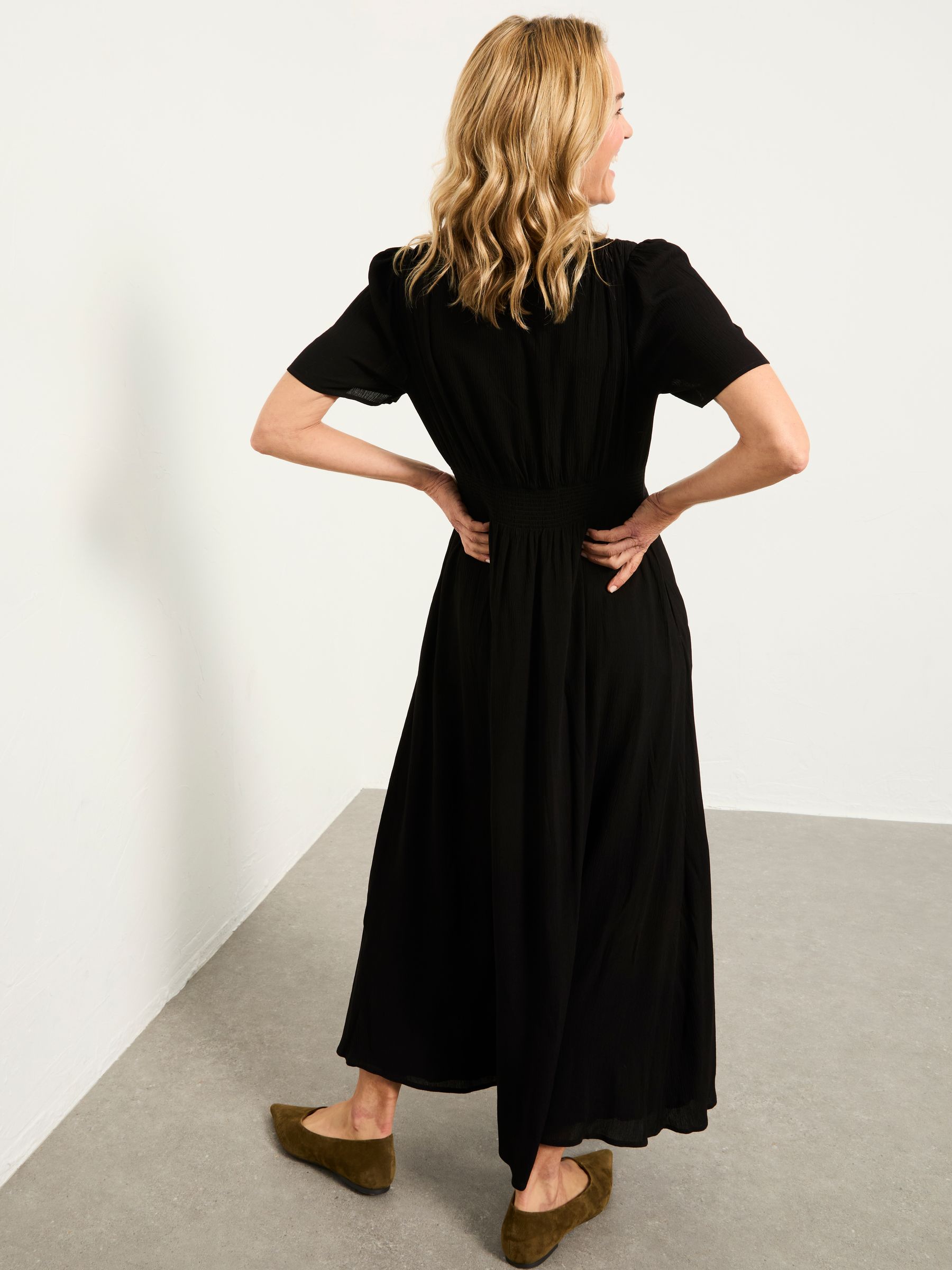 Livvy Black Petite Midi Dress | FatFace USA Livvy Black Petite Midi Dress | FatFace USA
