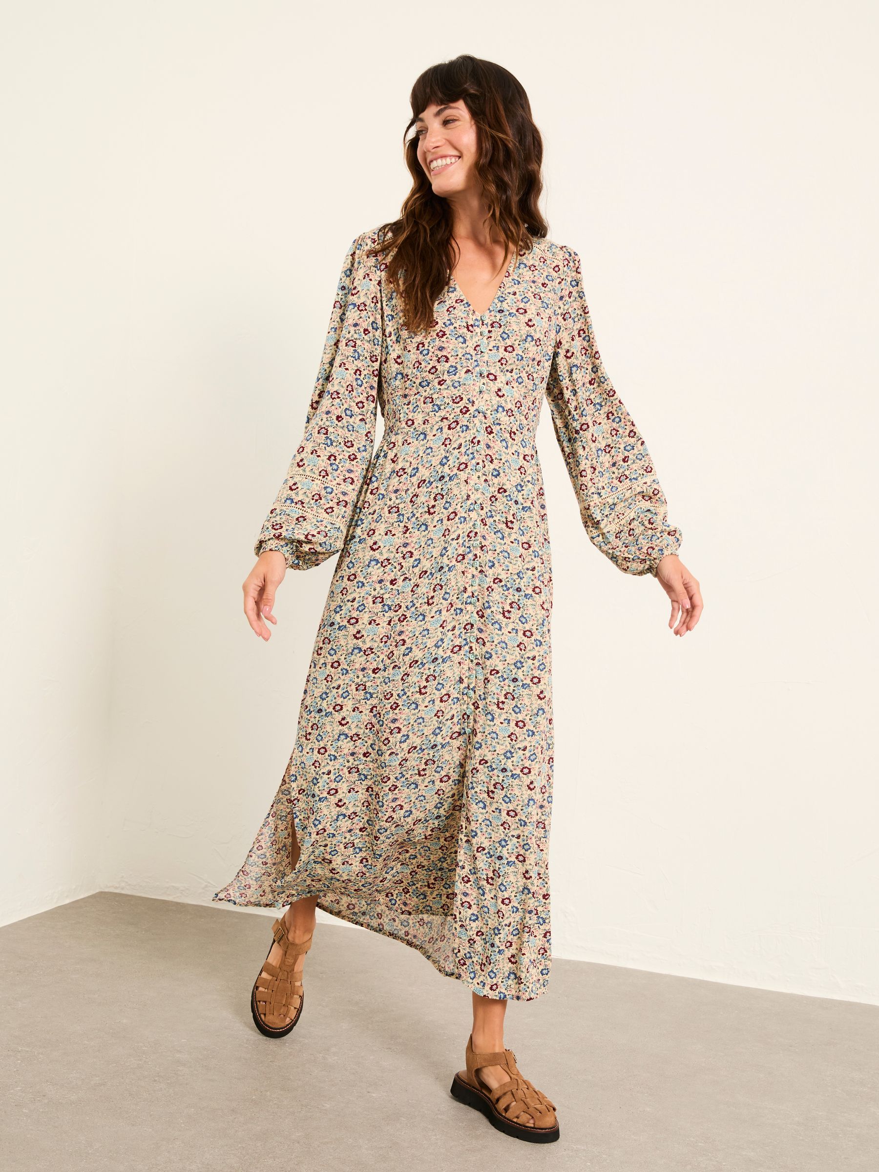 Solene Multi Vintage Ditsy Petite Midi Dress | FatFace USA Solene Multi Vintage Ditsy Petite Midi Dress | FatFace USA