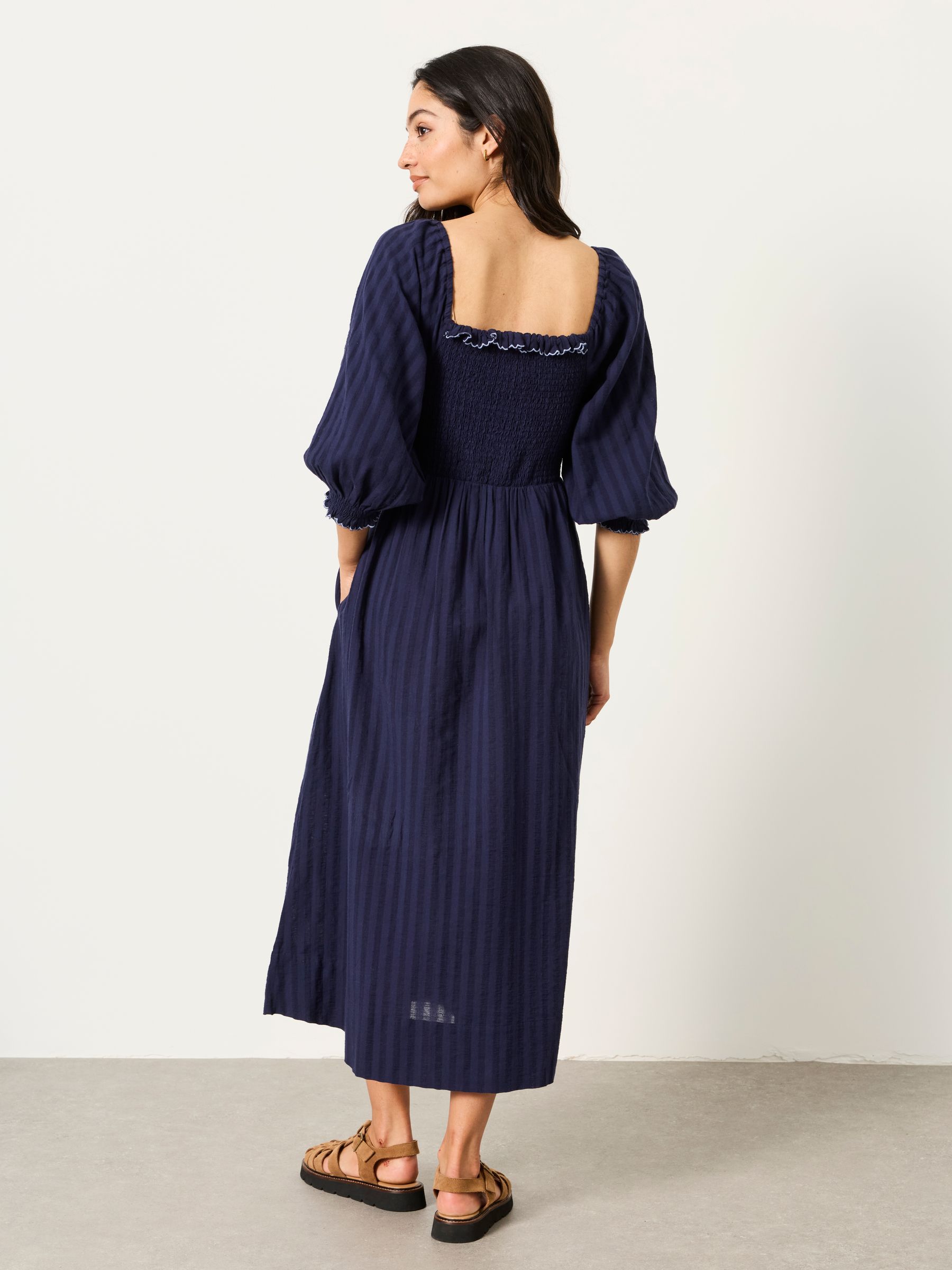 navy blue petite midi dress Petite Waterfall Midi Dress In Navy Blue by Alie Street London