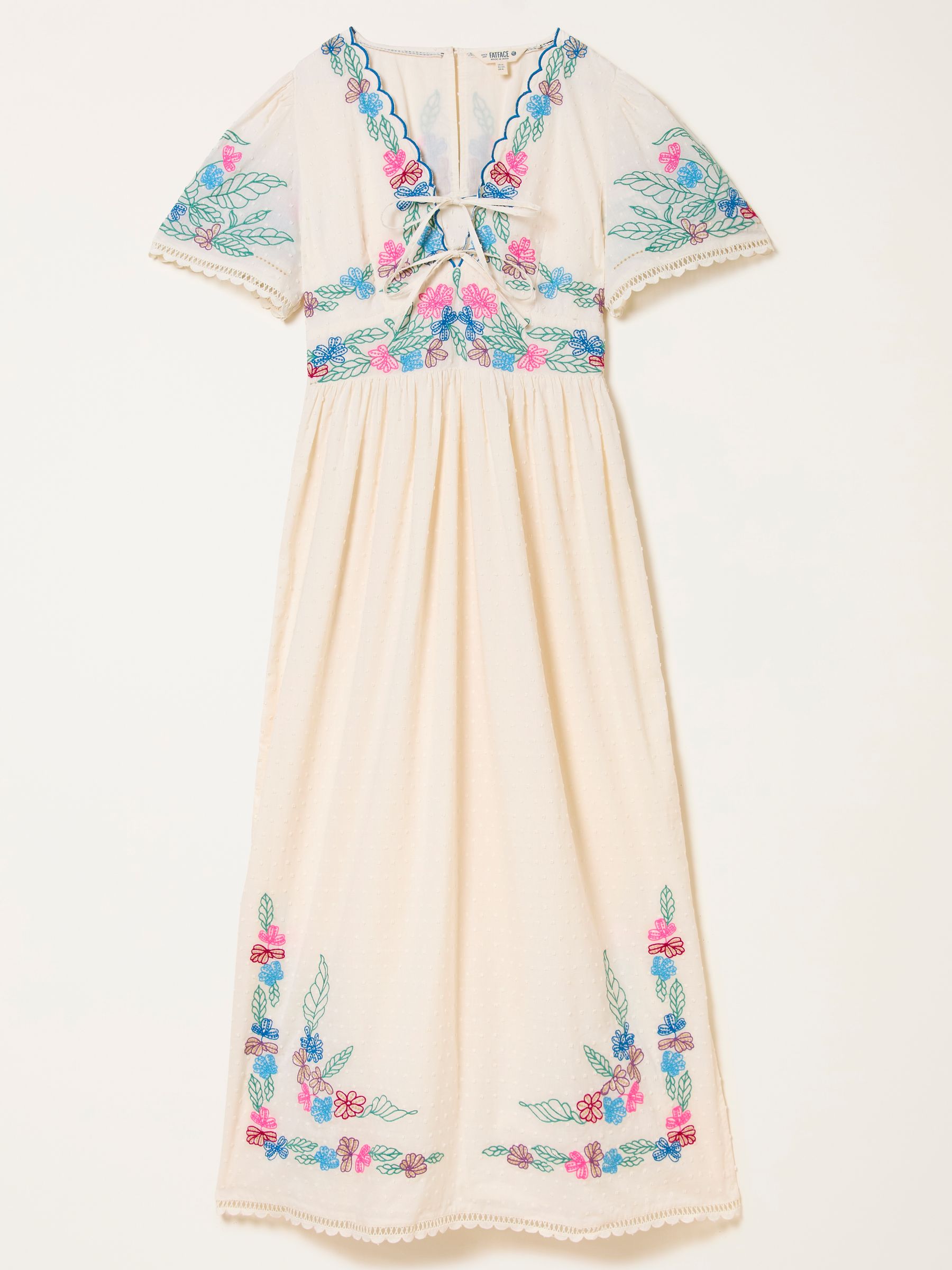 Lea Ivory Petite Embroidered Midi Dress - Image 8 of 9