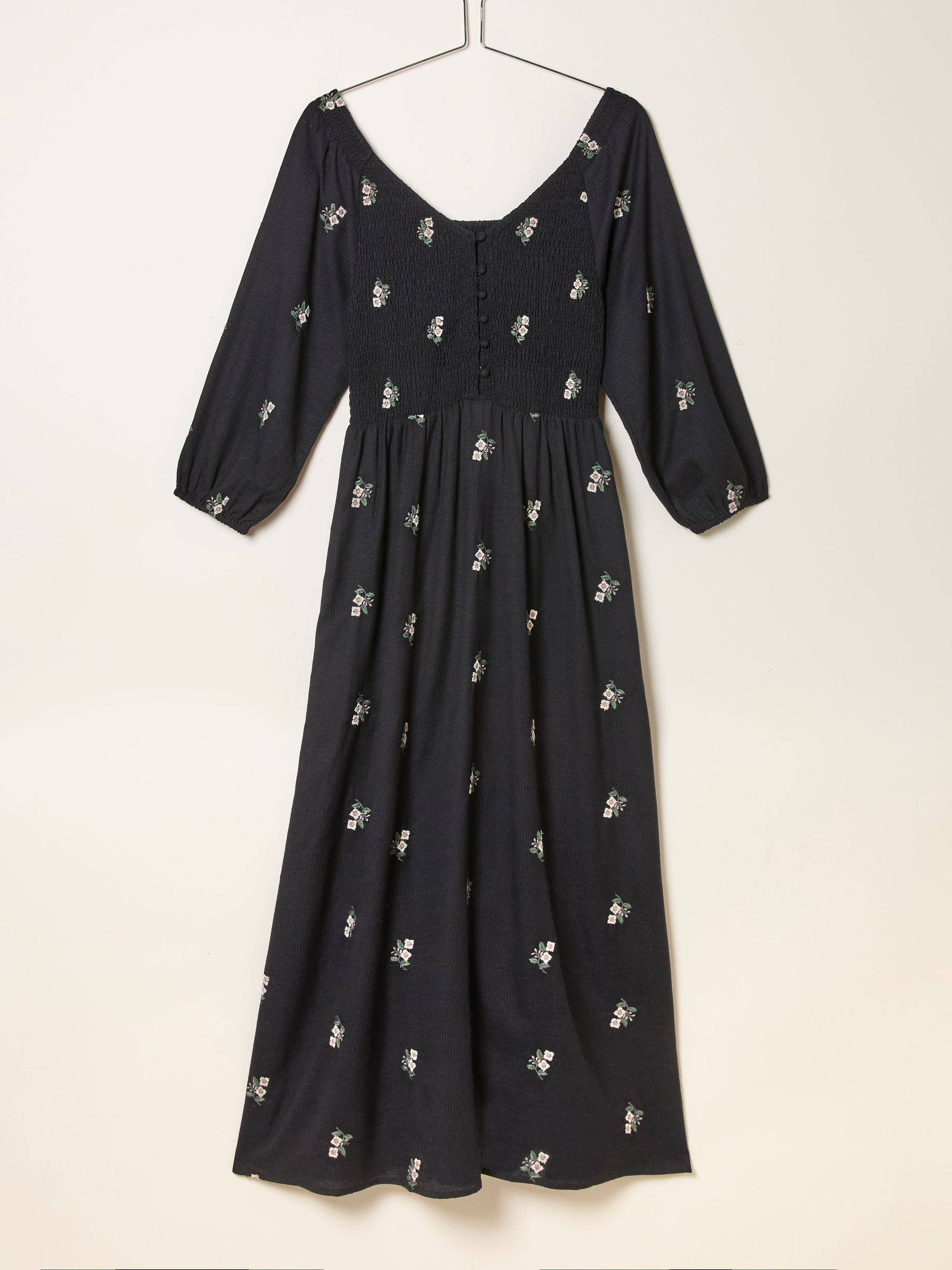 Adele Black Petite Embroidered Midi Dress | FatFace USA