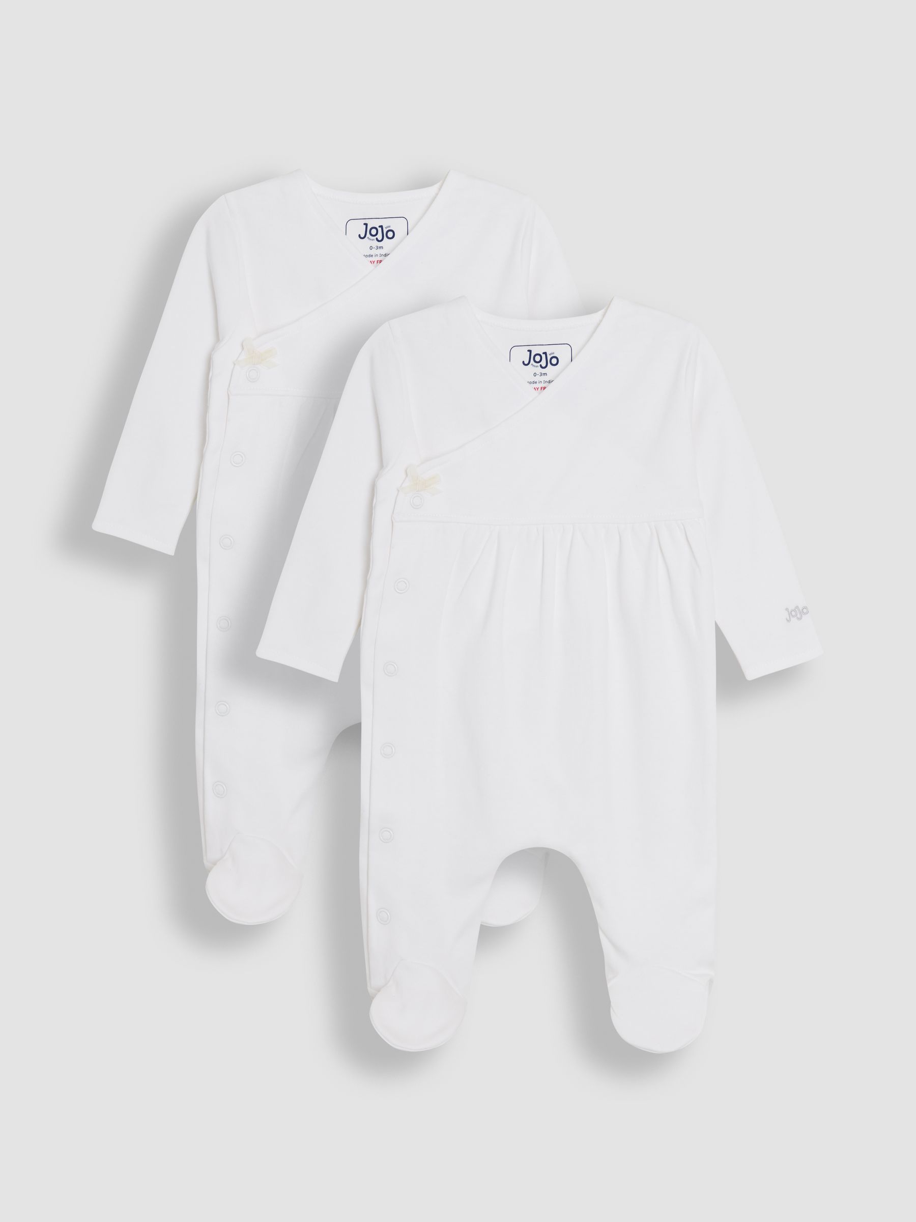 White Cross-Over Sleepsuits 2 Pack - Image 1 of 5