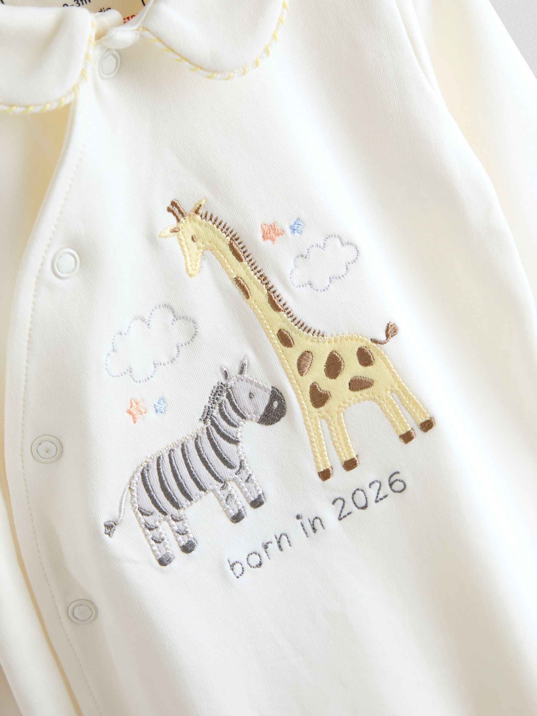 Cream Born In 2026 Safari Sleepsuit - Image 5 of 5 Cream Born In 2026 Safari Sleepsuit - Image 5 of 5