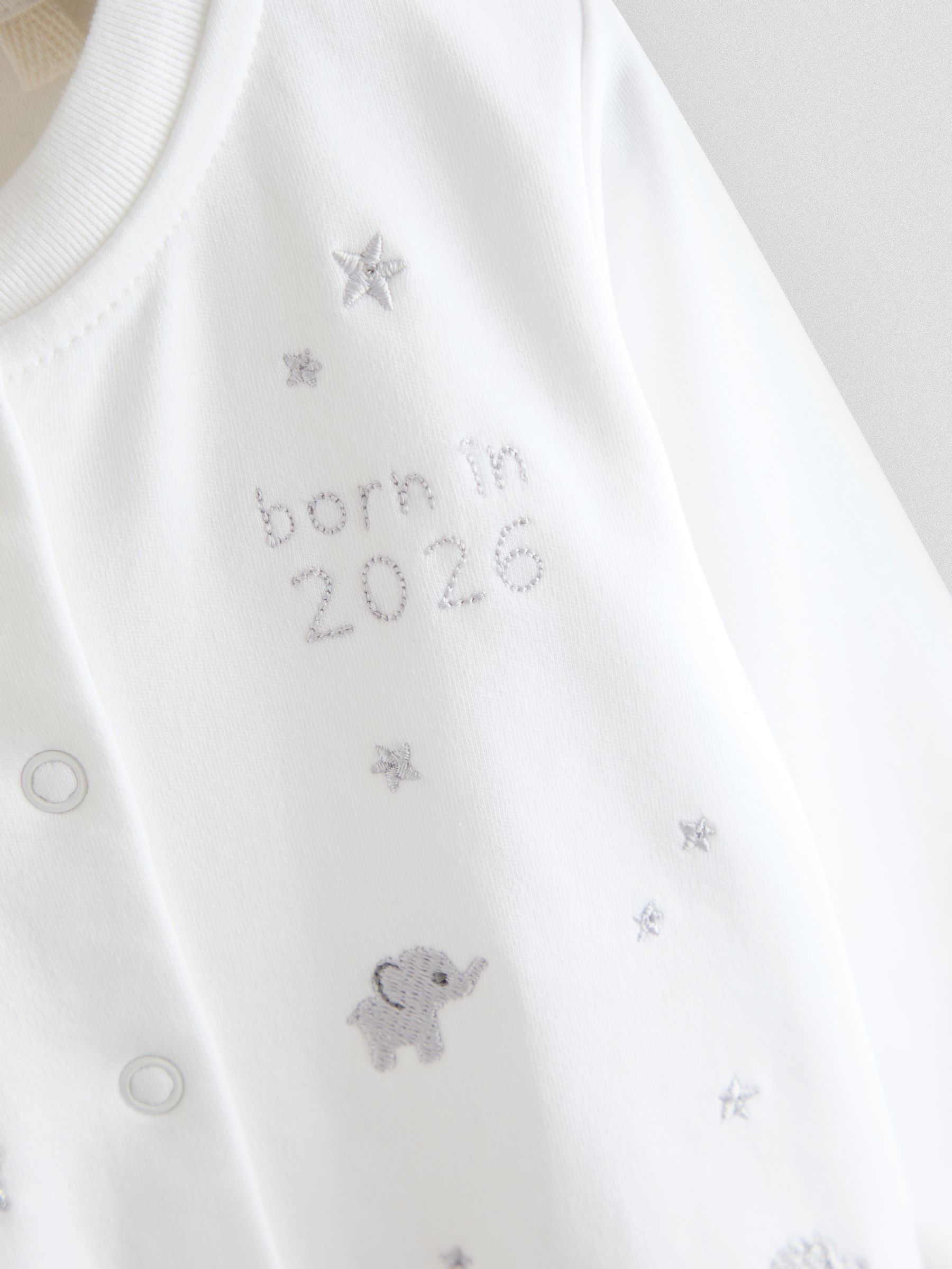White Born In 2026 Embroidered Sleepsuit - Image 3 of 4