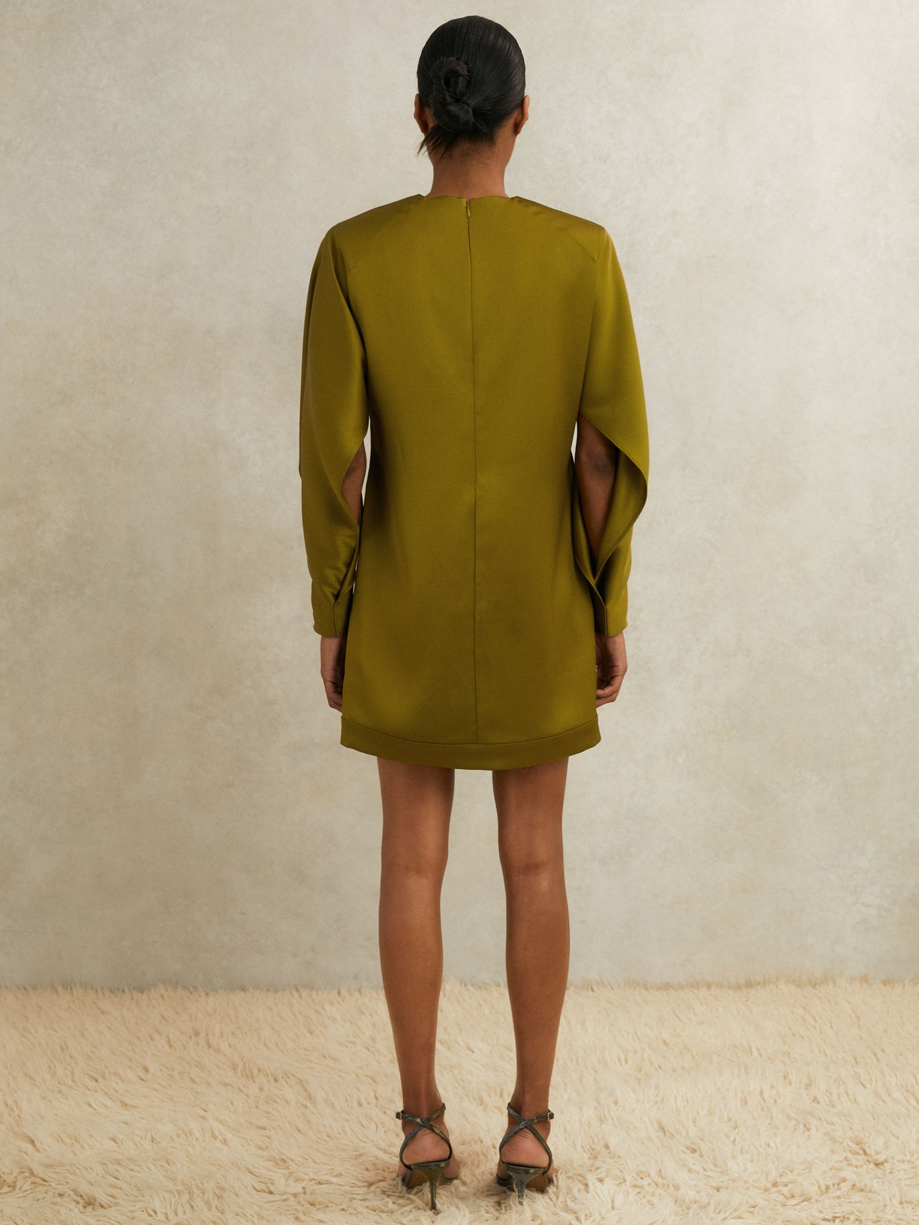 Atelier Satin Turn-Lock Mini Dress in Green - Image 4 of 5
